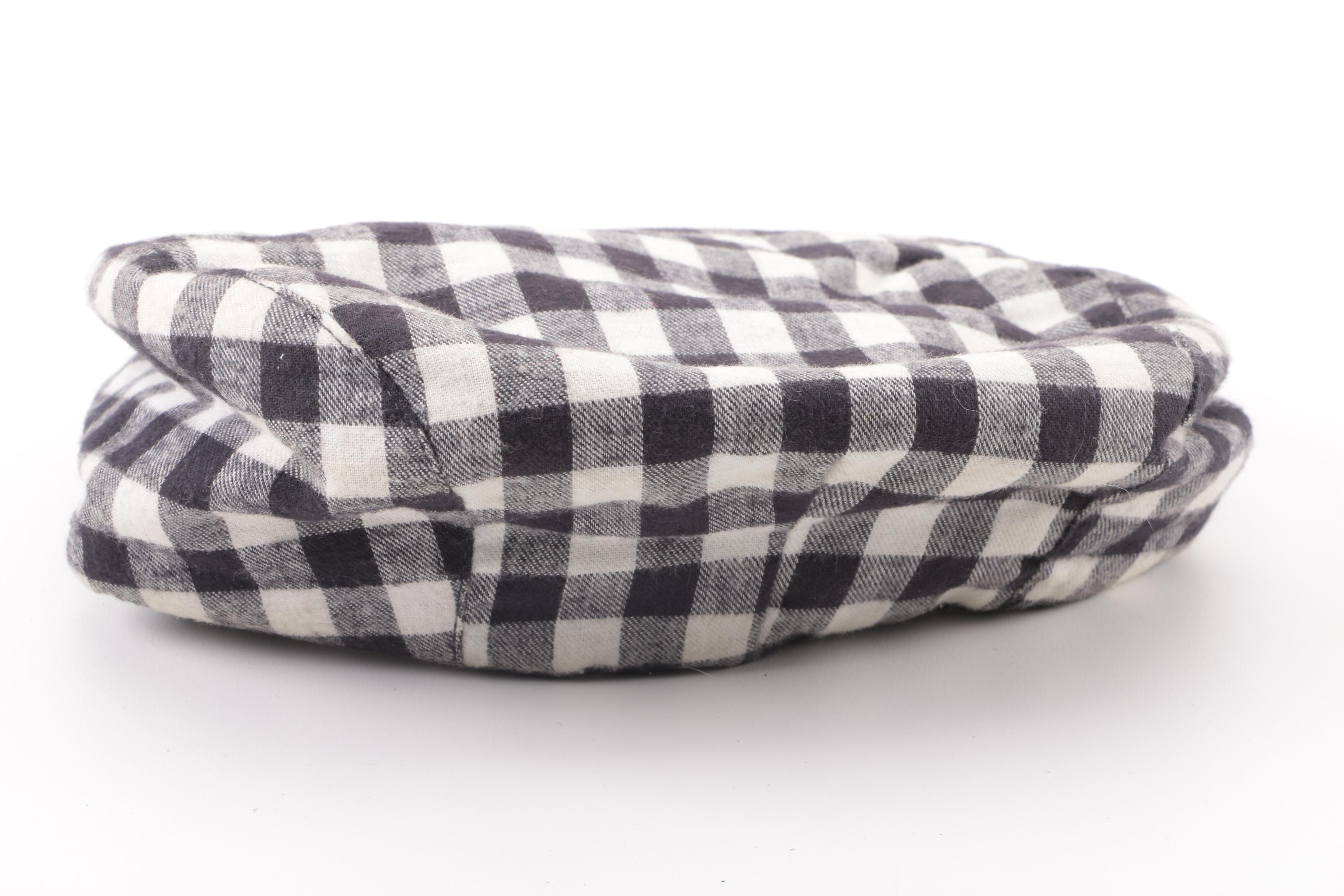 1980s Vintage Norma Kamali for Stetson Black Buffalo Plaid Flat Cap