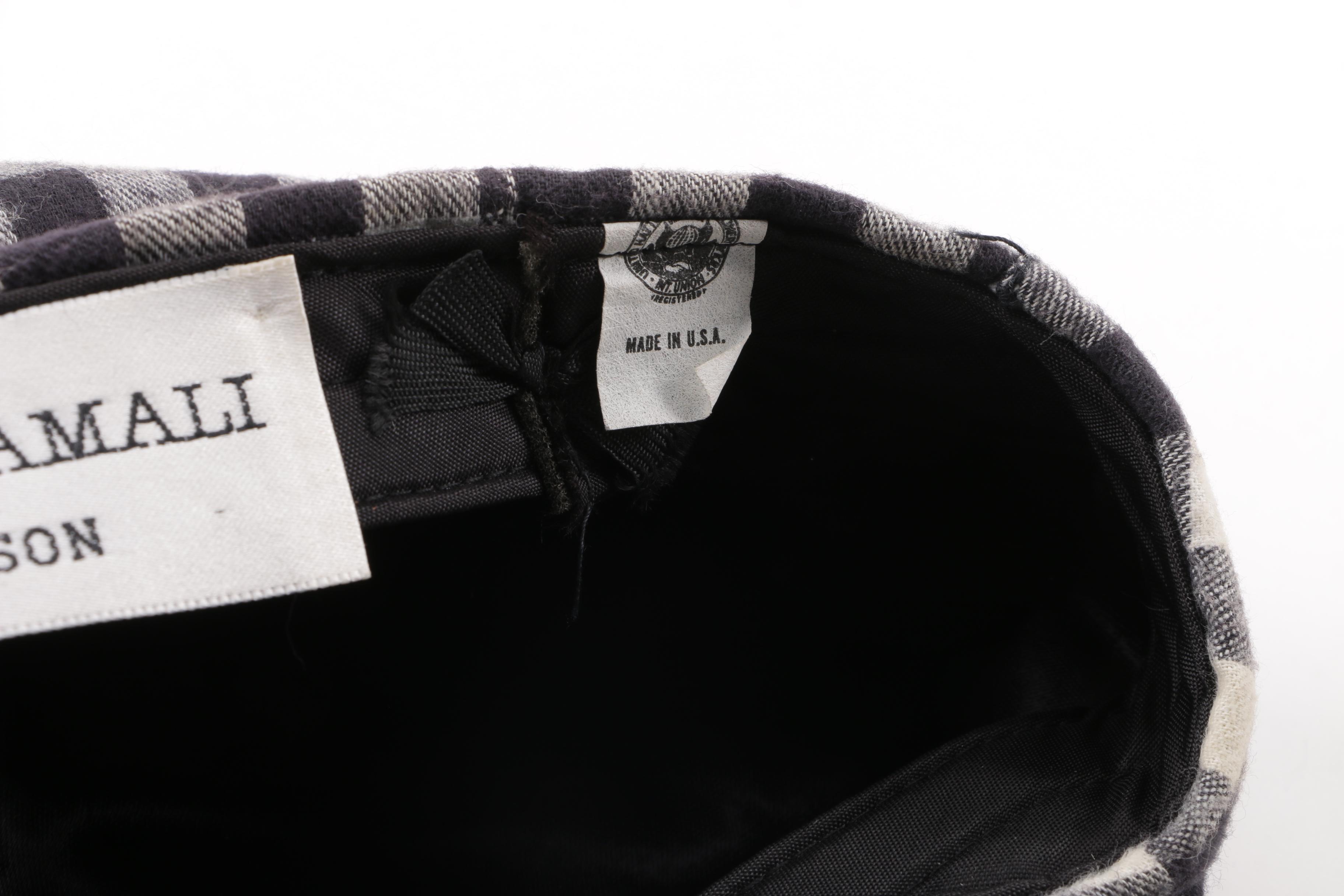 1980s Vintage Norma Kamali for Stetson Black Buffalo Plaid Flat Cap