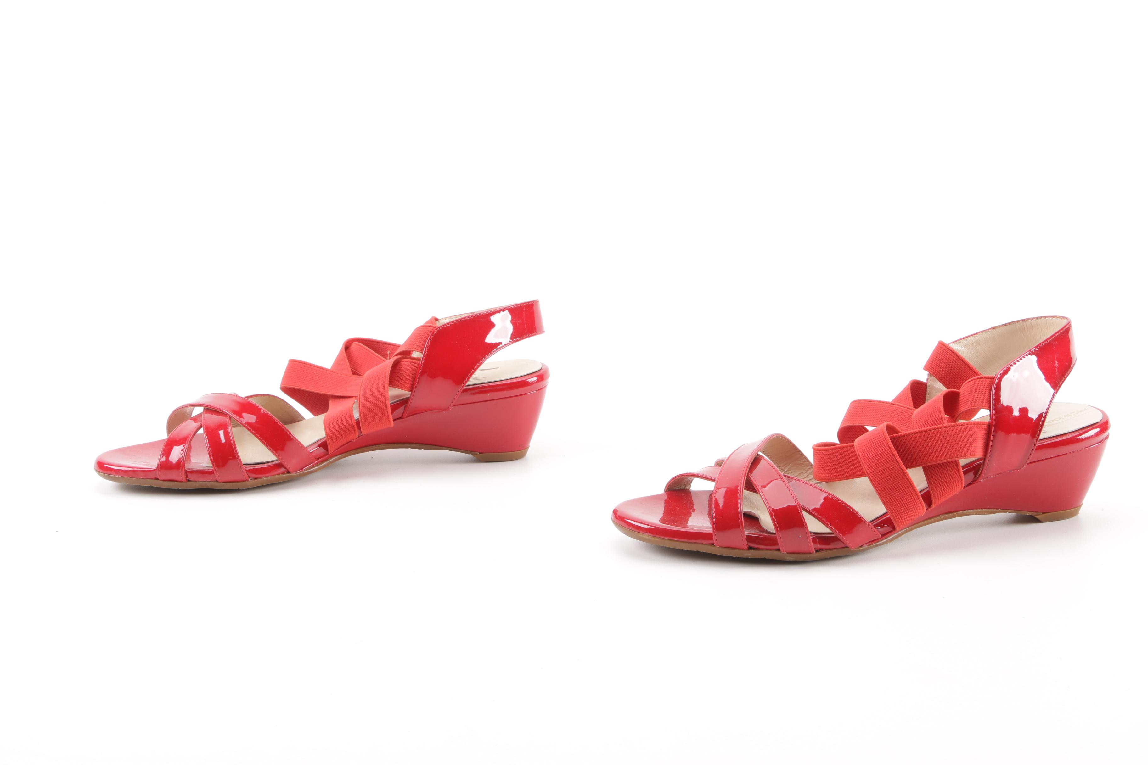 Vintage Amalfi by Rangoni Red Patent Leather Strappy Wedge Sandals