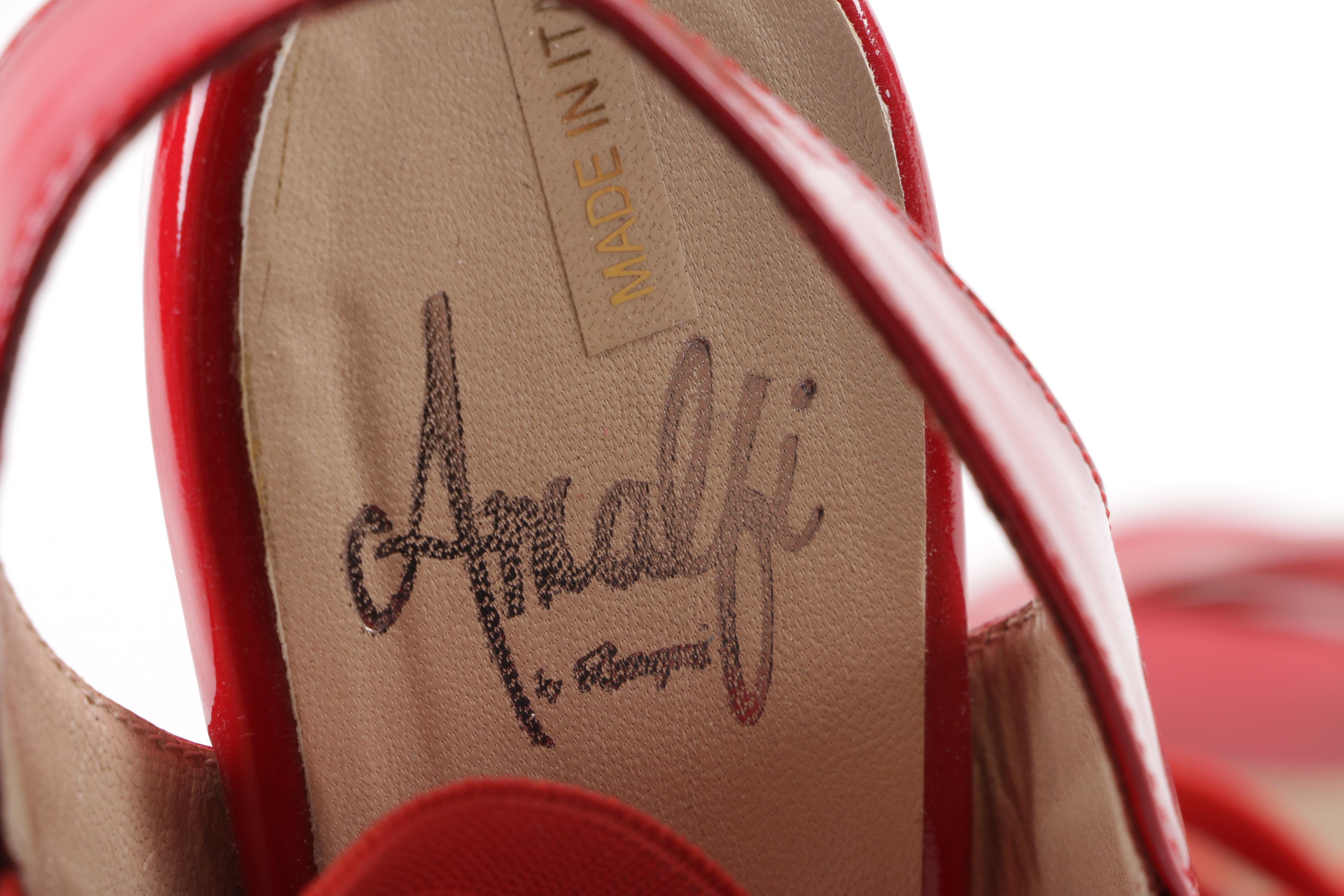 Vintage Amalfi by Rangoni Red Patent Leather Strappy Wedge Sandals