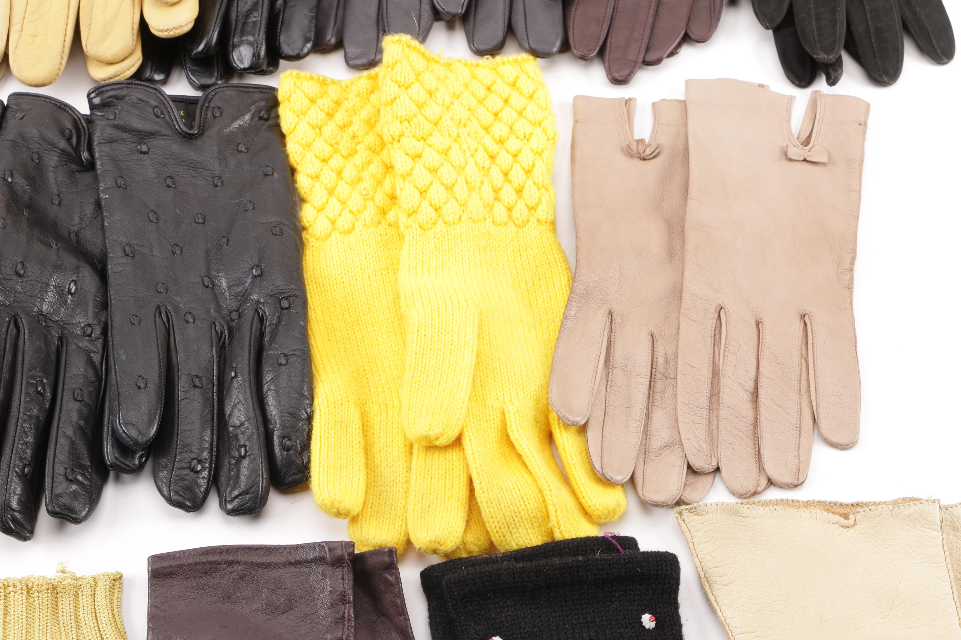 Women's Leather, Wool and Beaded Gloves including Cashmere Lined
