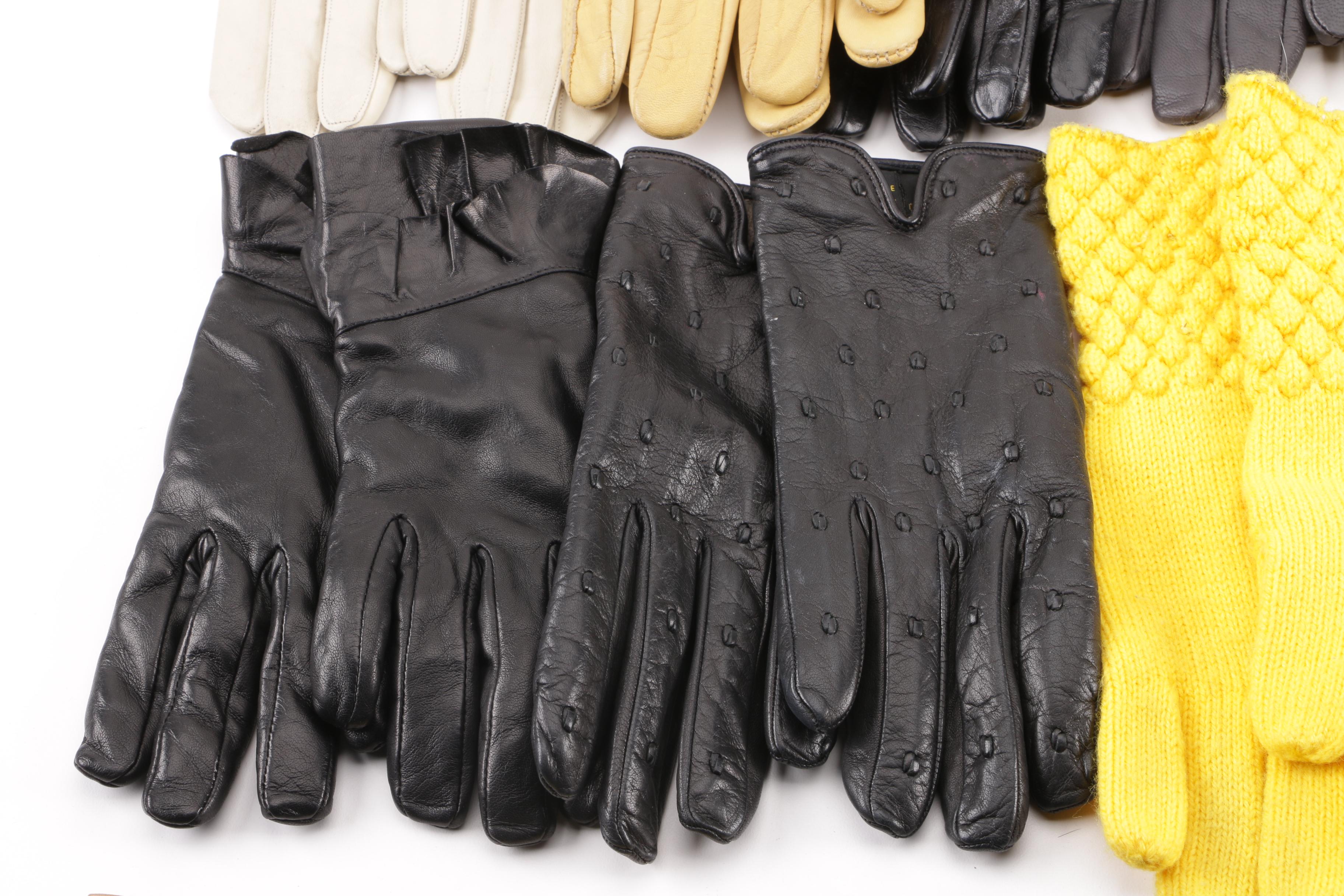 Women's Leather, Wool and Beaded Gloves including Cashmere Lined