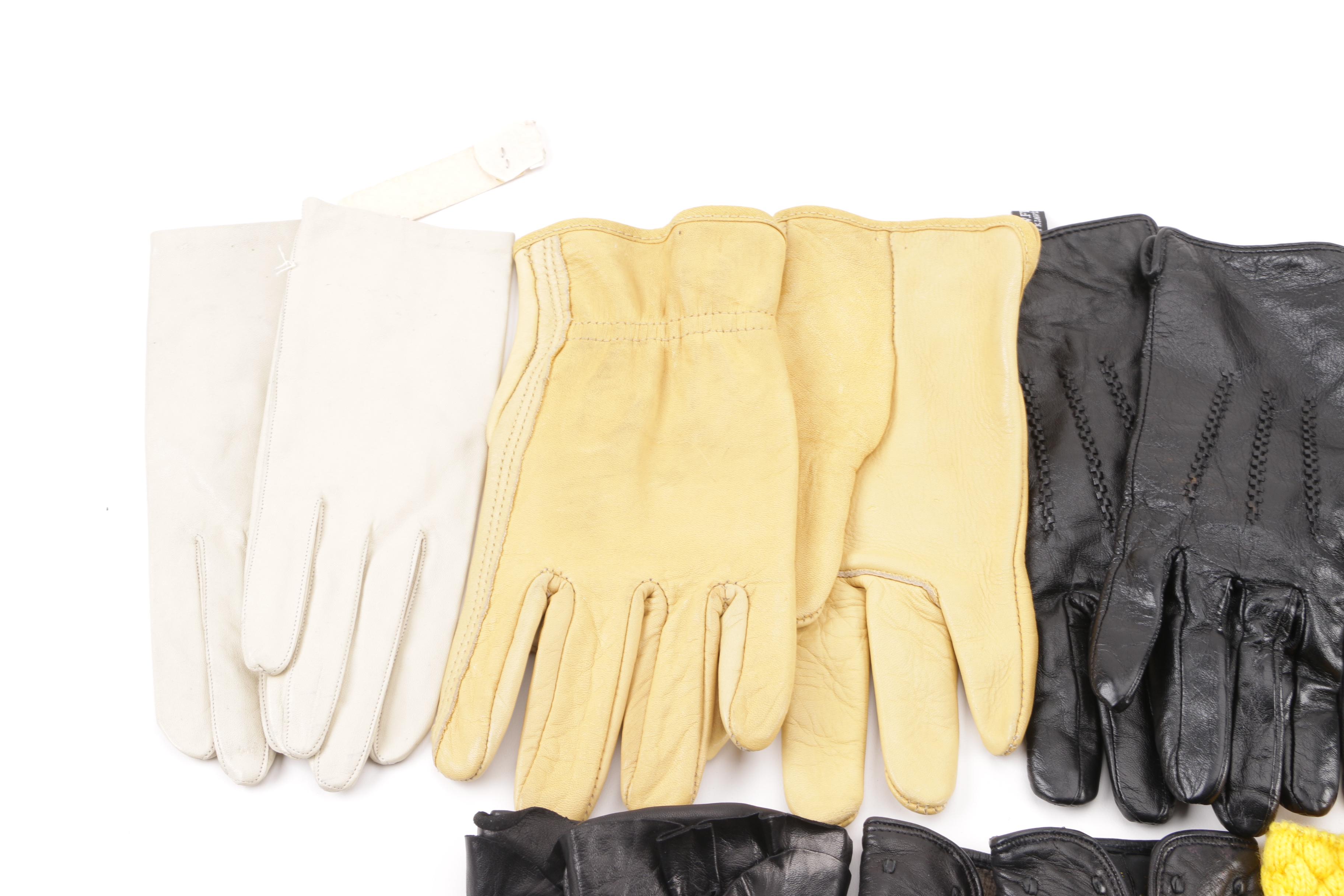 Women's Leather, Wool and Beaded Gloves including Cashmere Lined