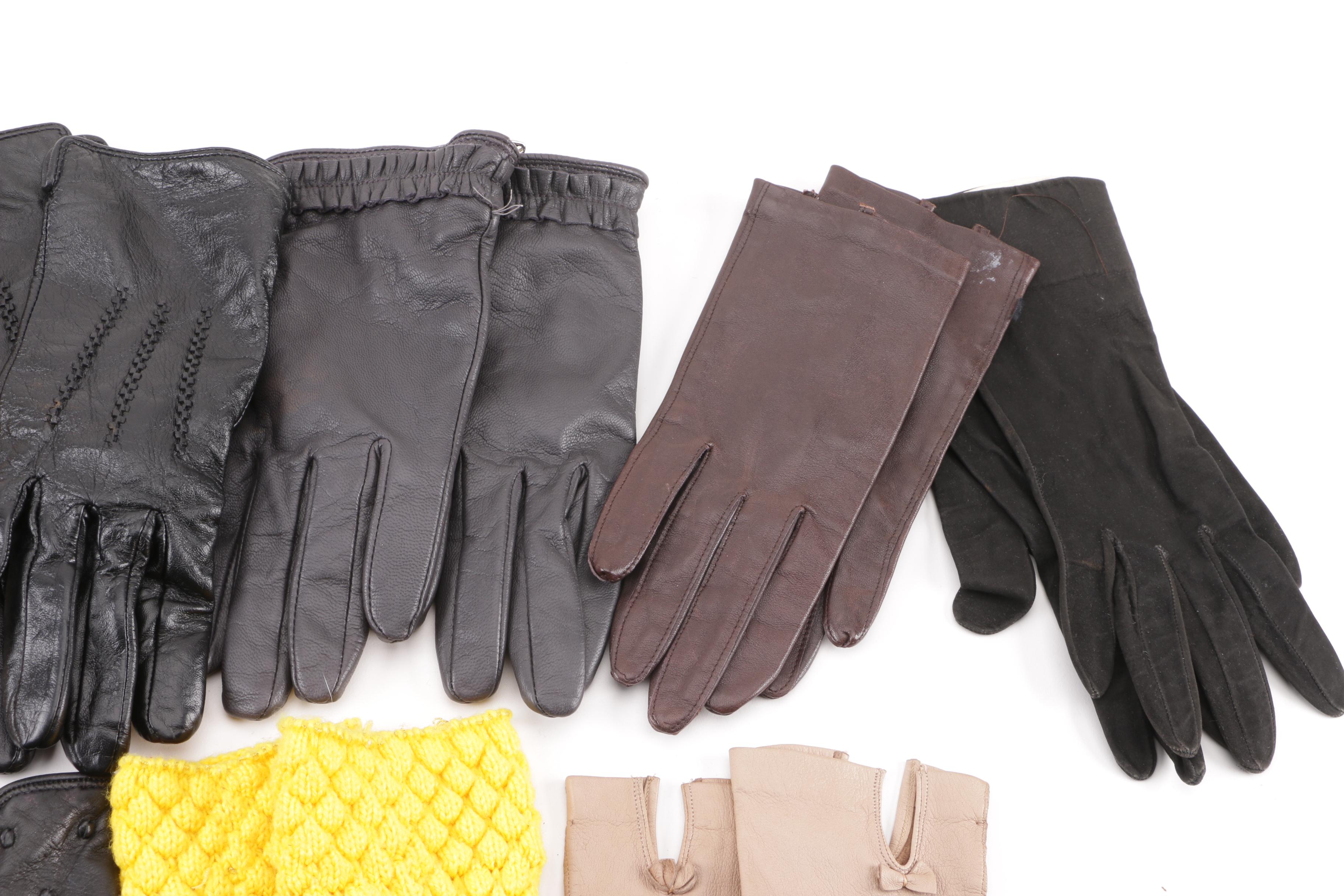 Women's Leather, Wool and Beaded Gloves including Cashmere Lined