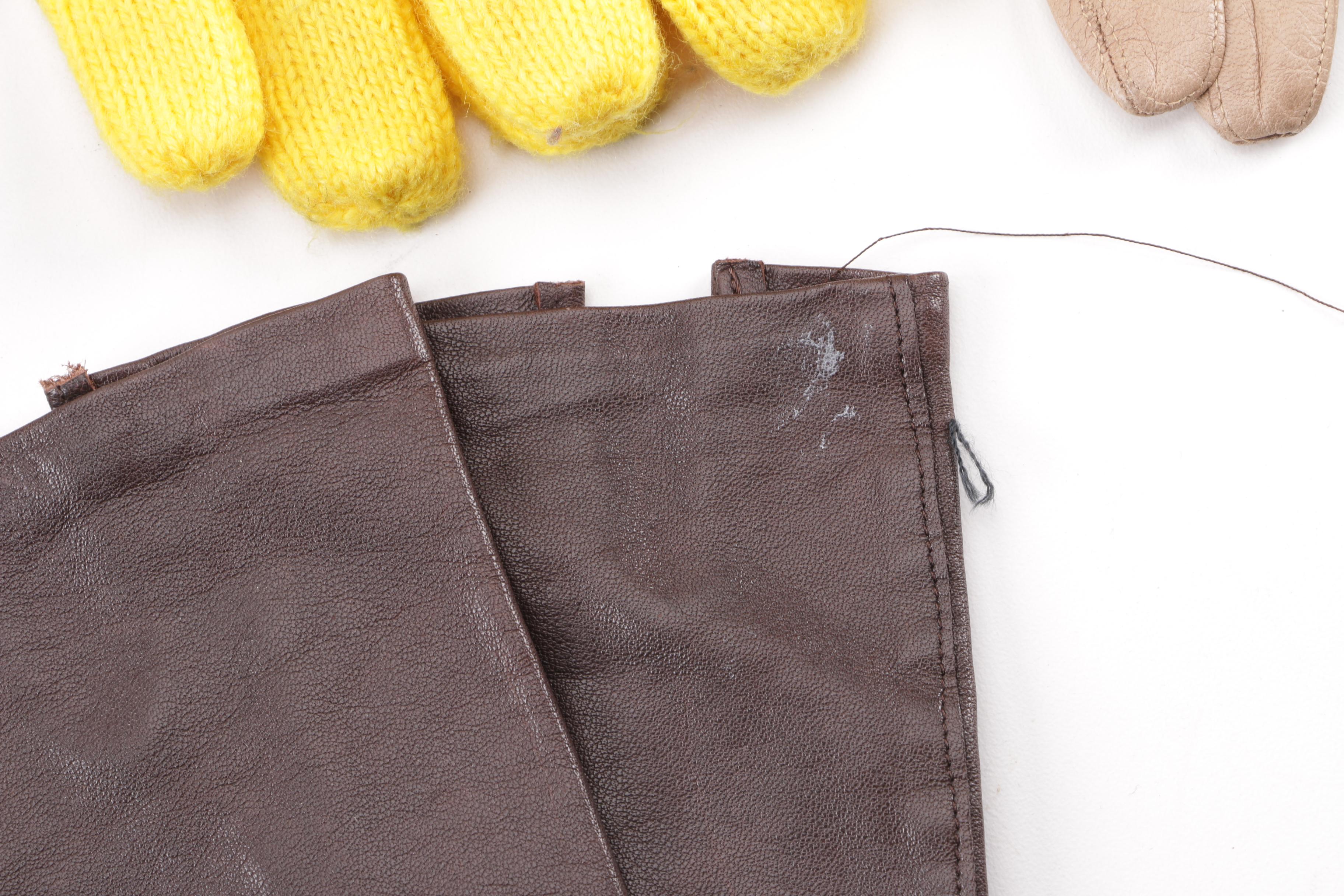 Women's Leather, Wool and Beaded Gloves including Cashmere Lined