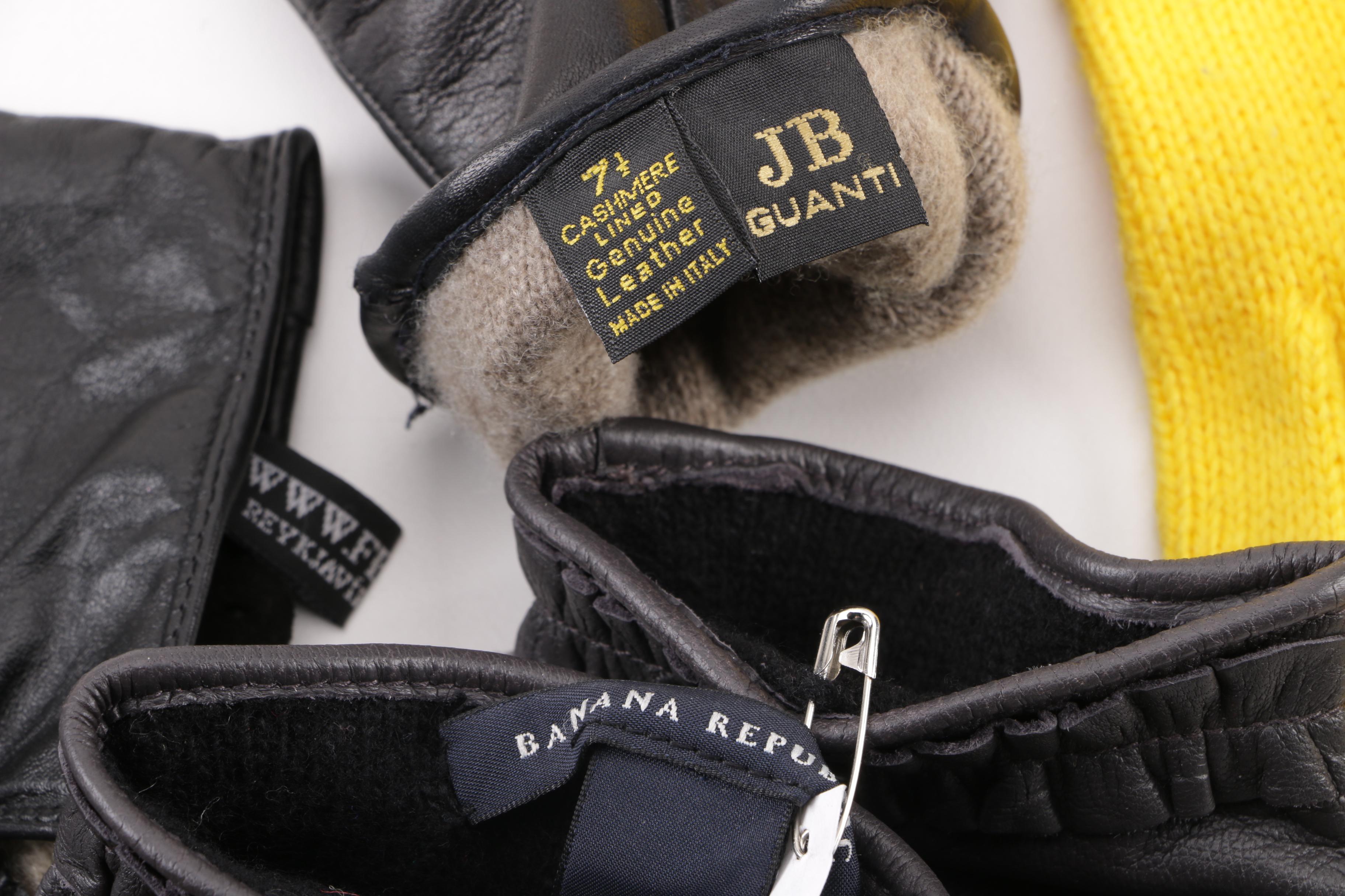 Women's Leather, Wool and Beaded Gloves including Cashmere Lined