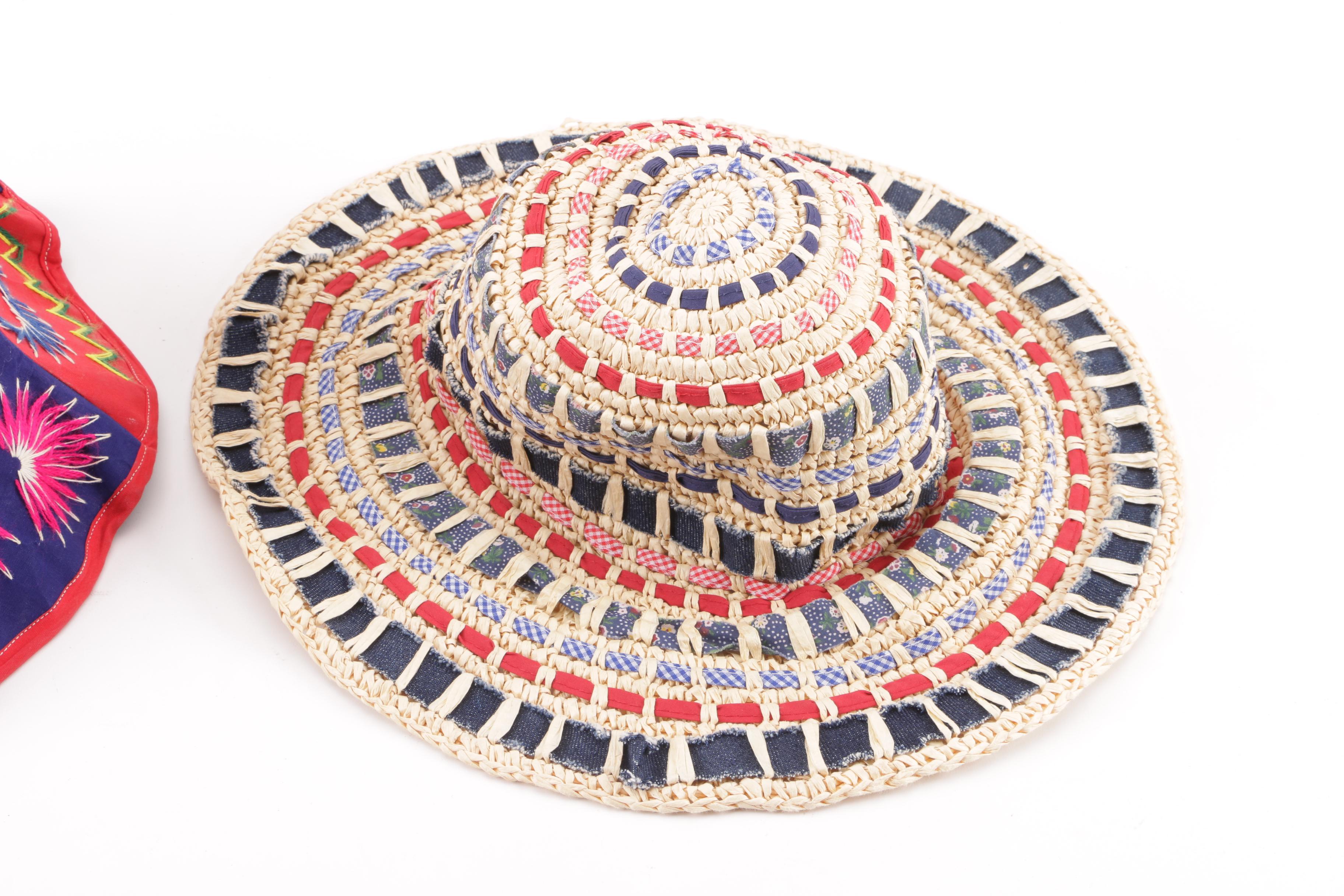 Women's Vintage Sun Hats and Embroidered Multicolor Souvenir Bucket Hat