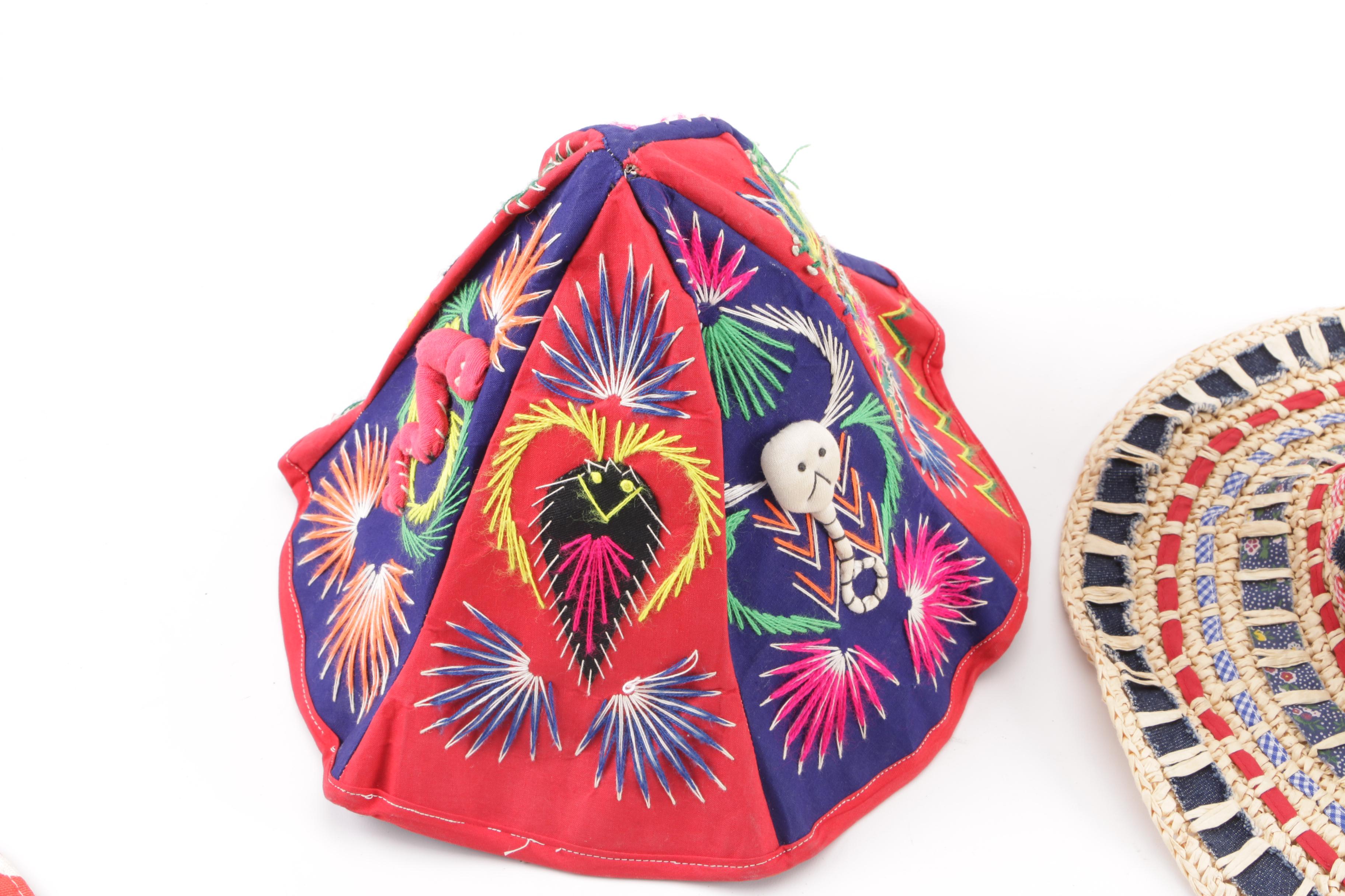 Women's Vintage Sun Hats and Embroidered Multicolor Souvenir Bucket Hat