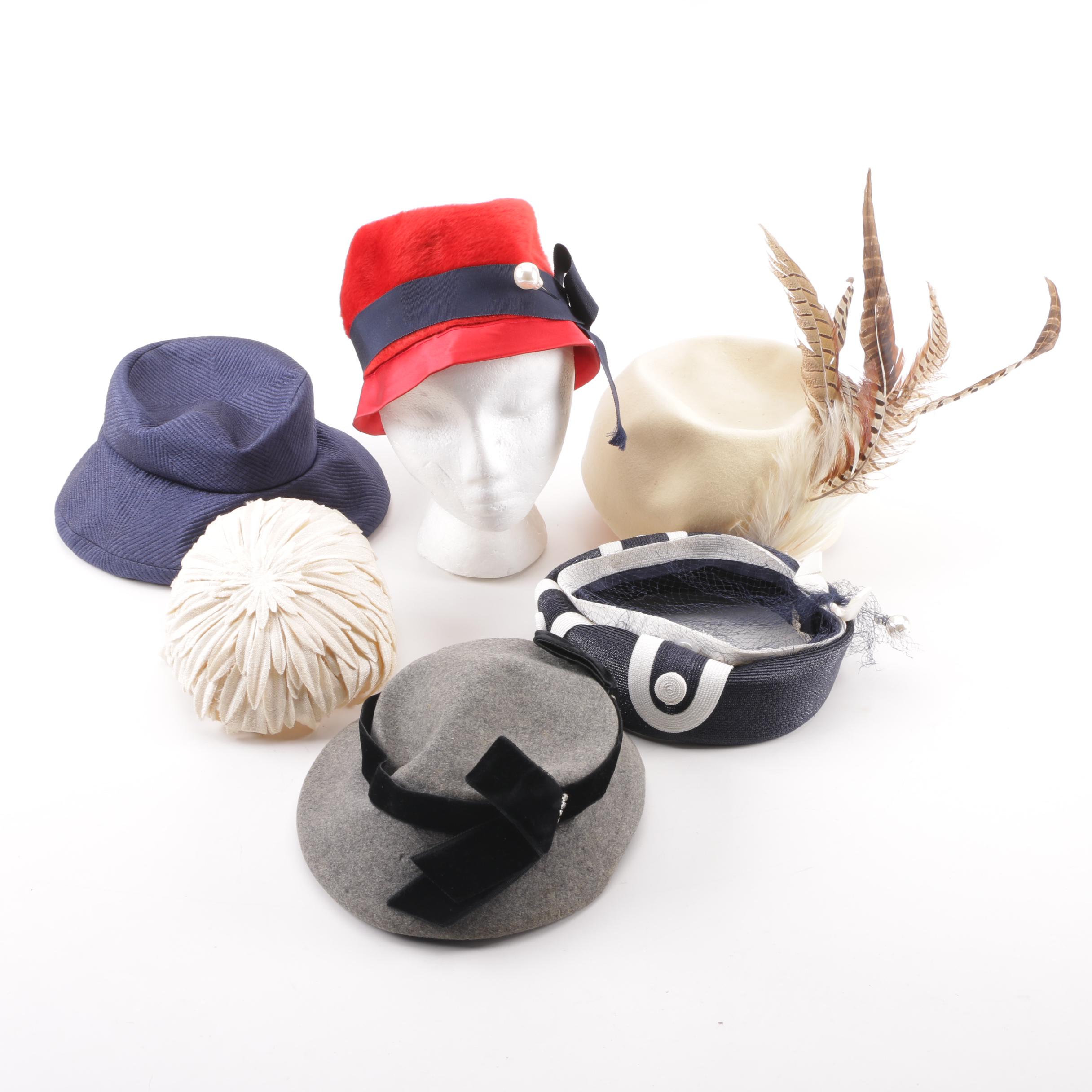 Women's 1950s and 1960s Vintage Hats including Mr. Charles and Mr. John