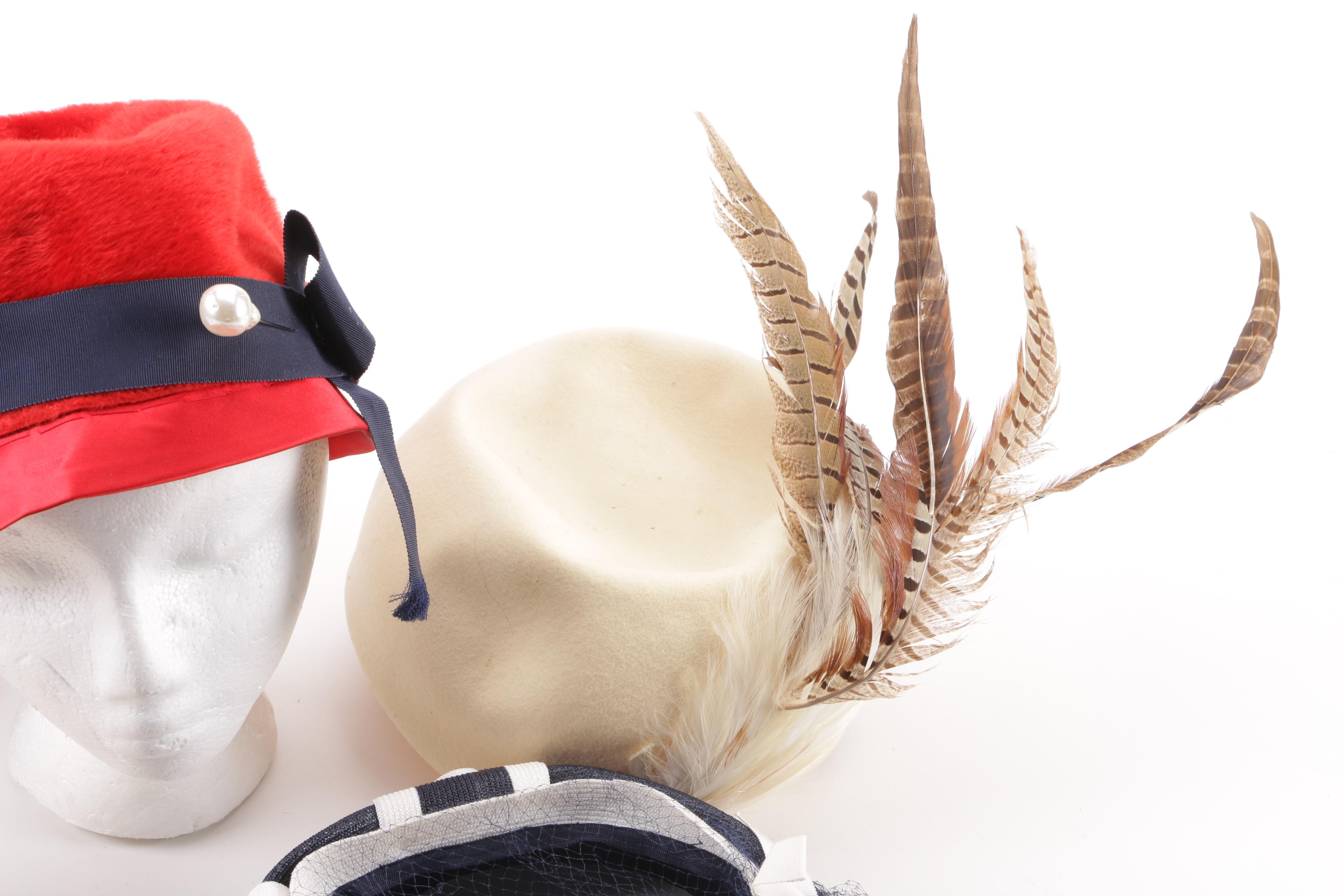 Women's 1950s and 1960s Vintage Hats including Mr. Charles and Mr. John