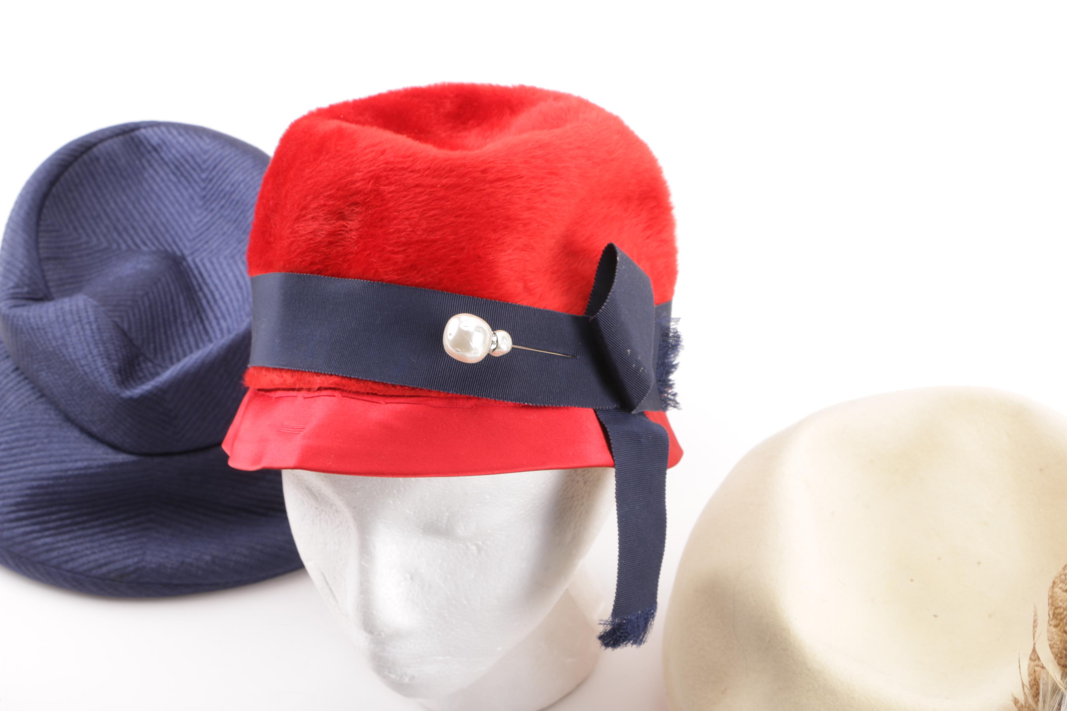 Women's 1950s and 1960s Vintage Hats including Mr. Charles and Mr. John