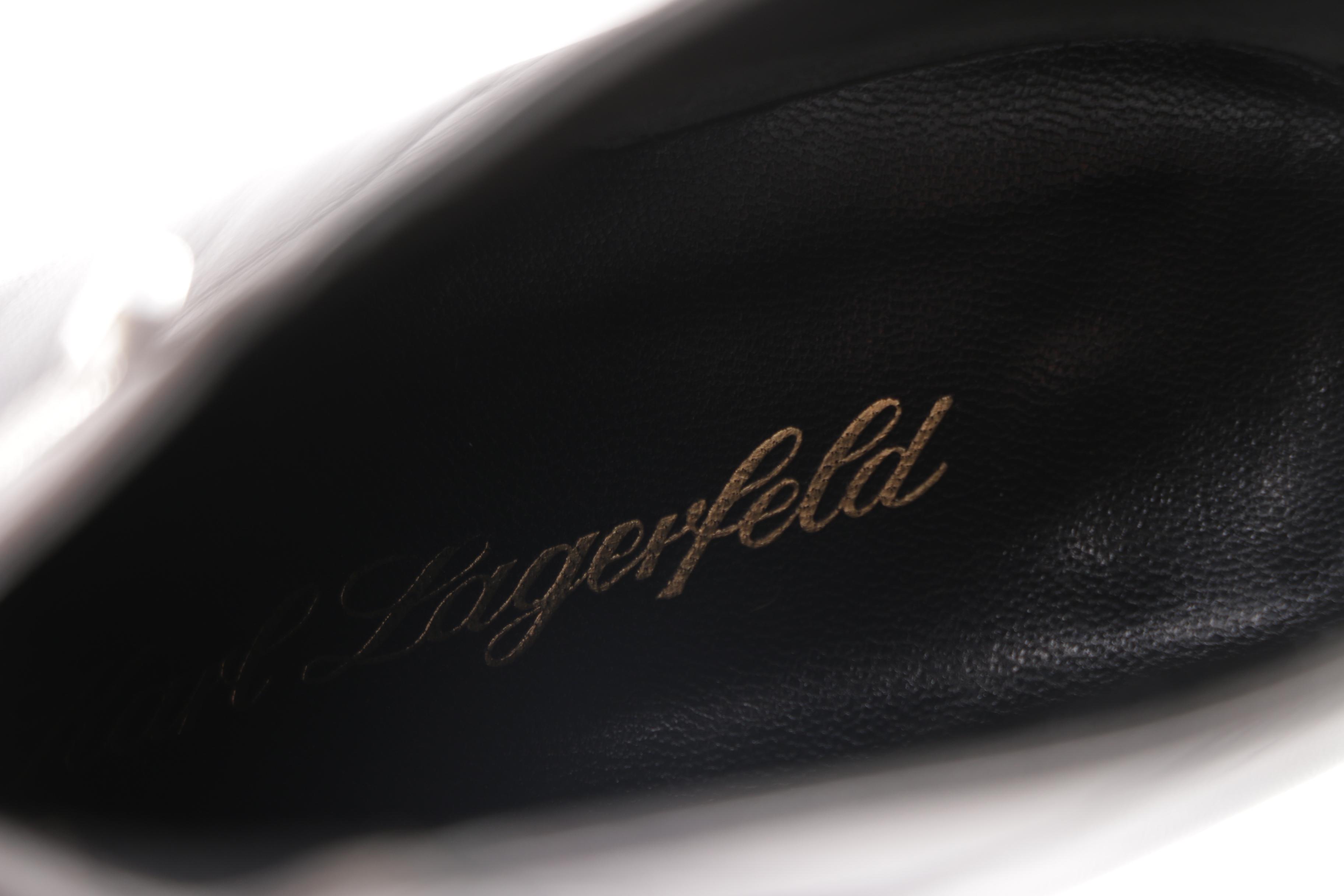 Women's Karl Lagerfeld Black Leather Ankle Booties, Made in France