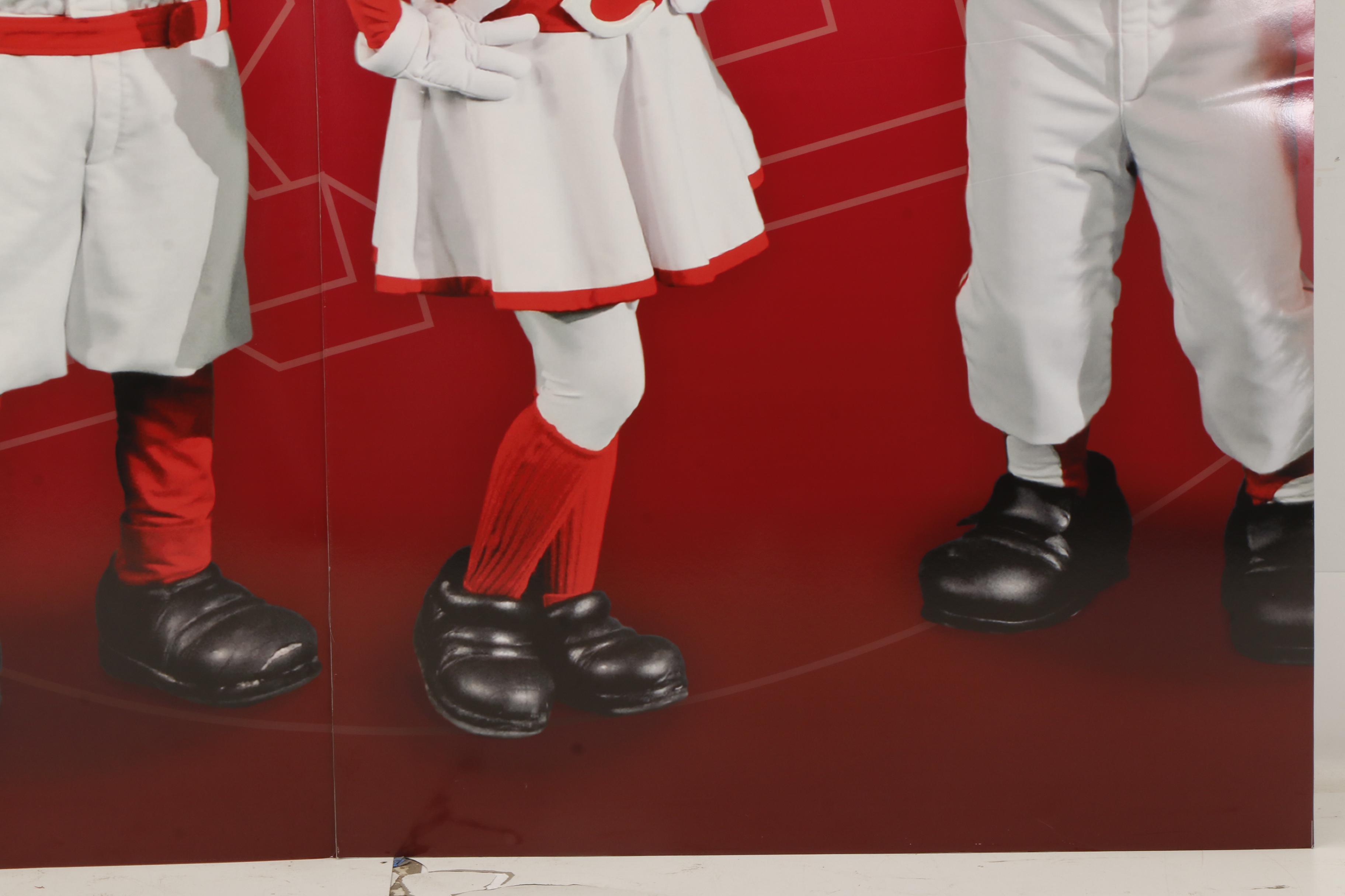 Reds Hall Of Fame Mr. Red, Rosie Red, Gapper and Mr. Redlegs Wall Exhibits