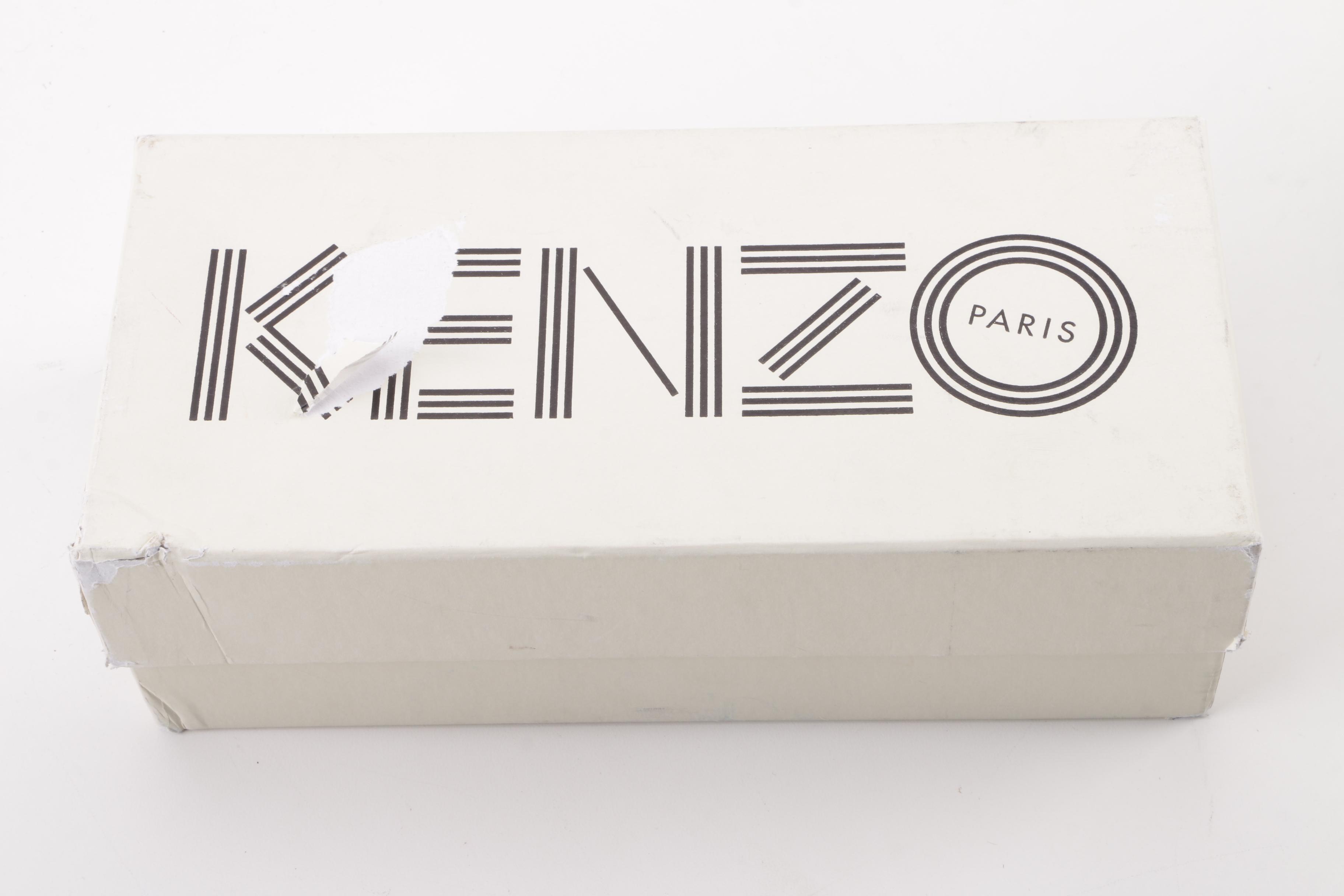 Kenzo Metallic Rose Gold Leather Embroidered Eye Flats