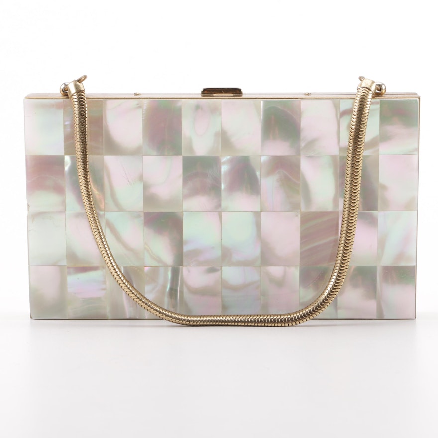 1950s Mother of Pearl Compact Evening Clutch