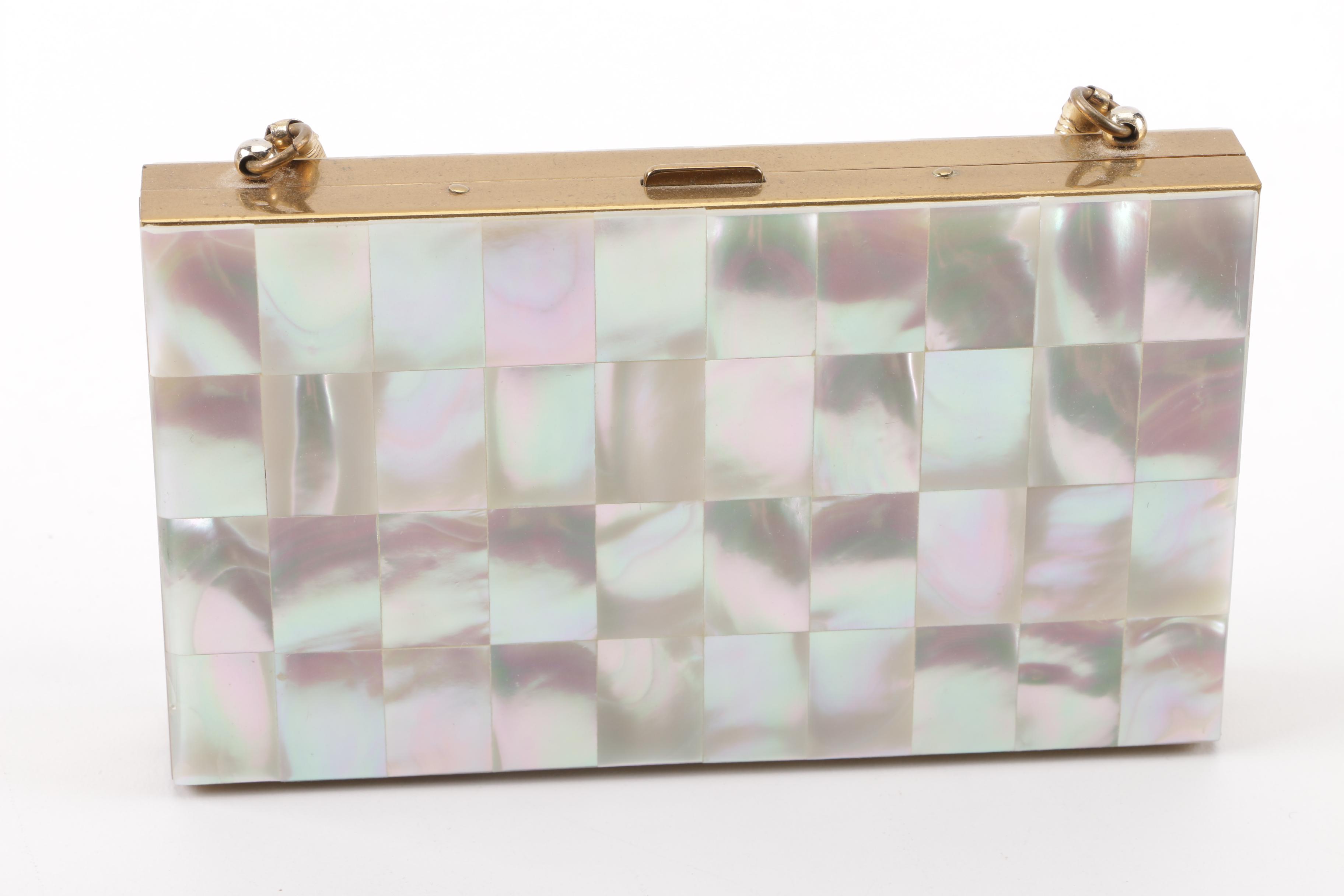 1950s Mother of Pearl Compact Evening Clutch