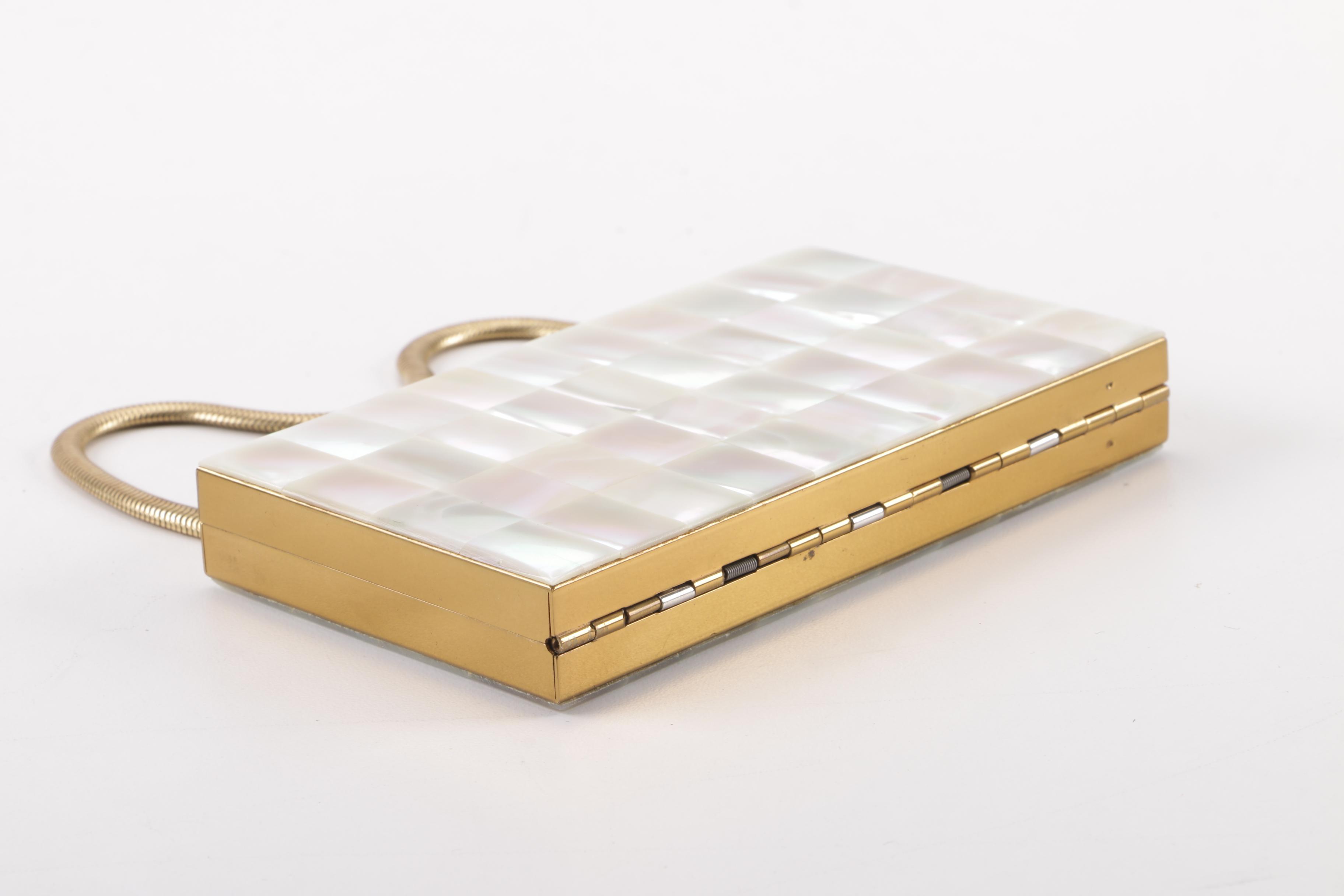 1950s Mother of Pearl Compact Evening Clutch