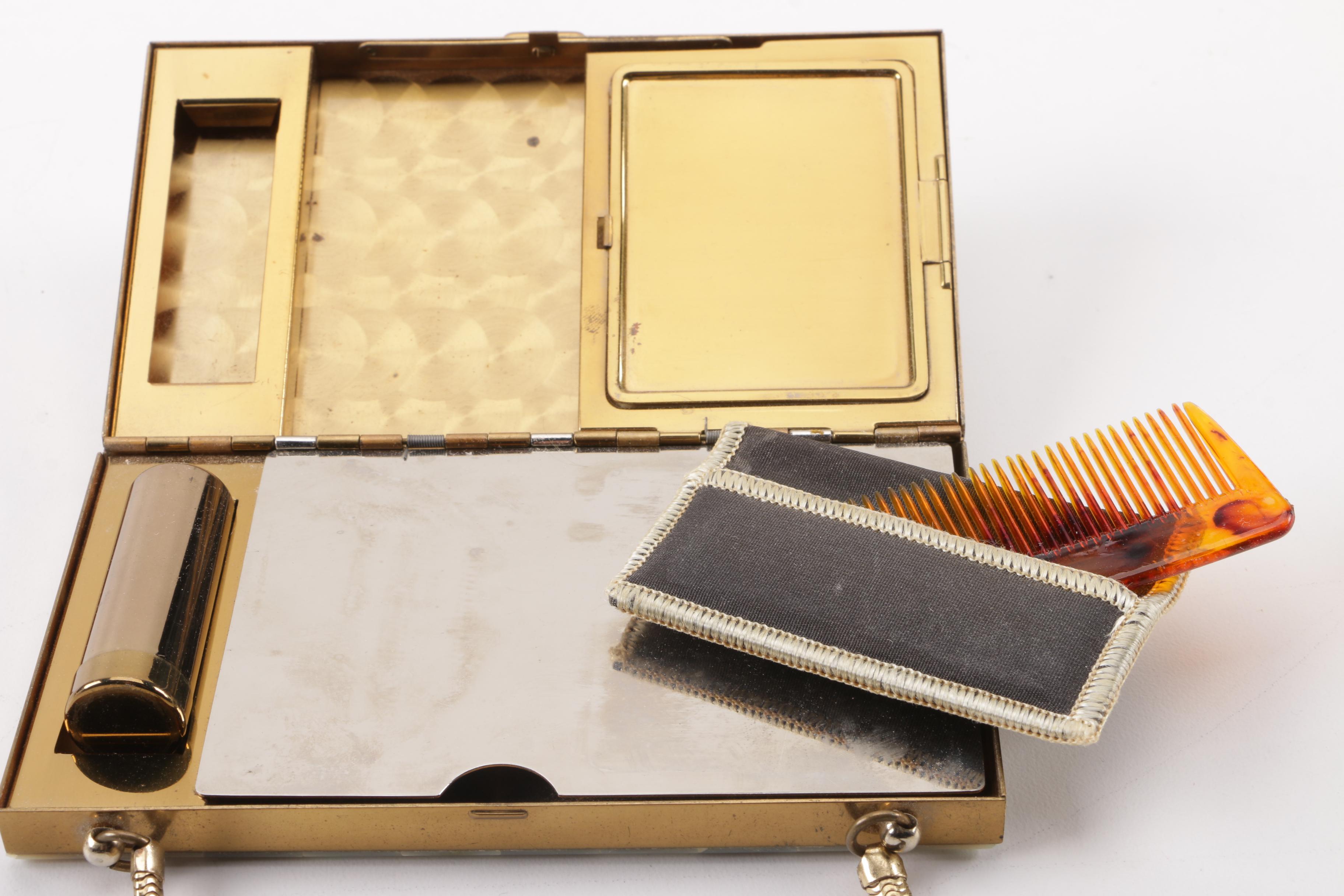 1950s Mother of Pearl Compact Evening Clutch