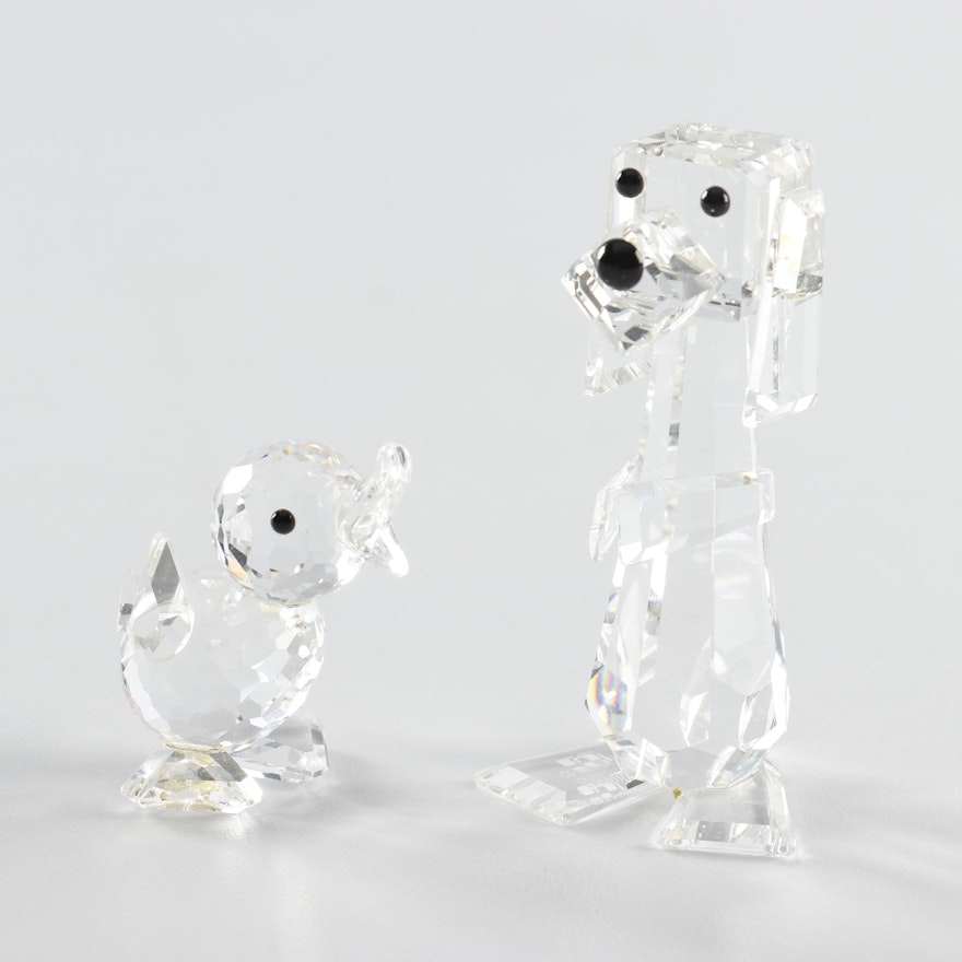 Swarovski Crystal Dog and Duck Figurines