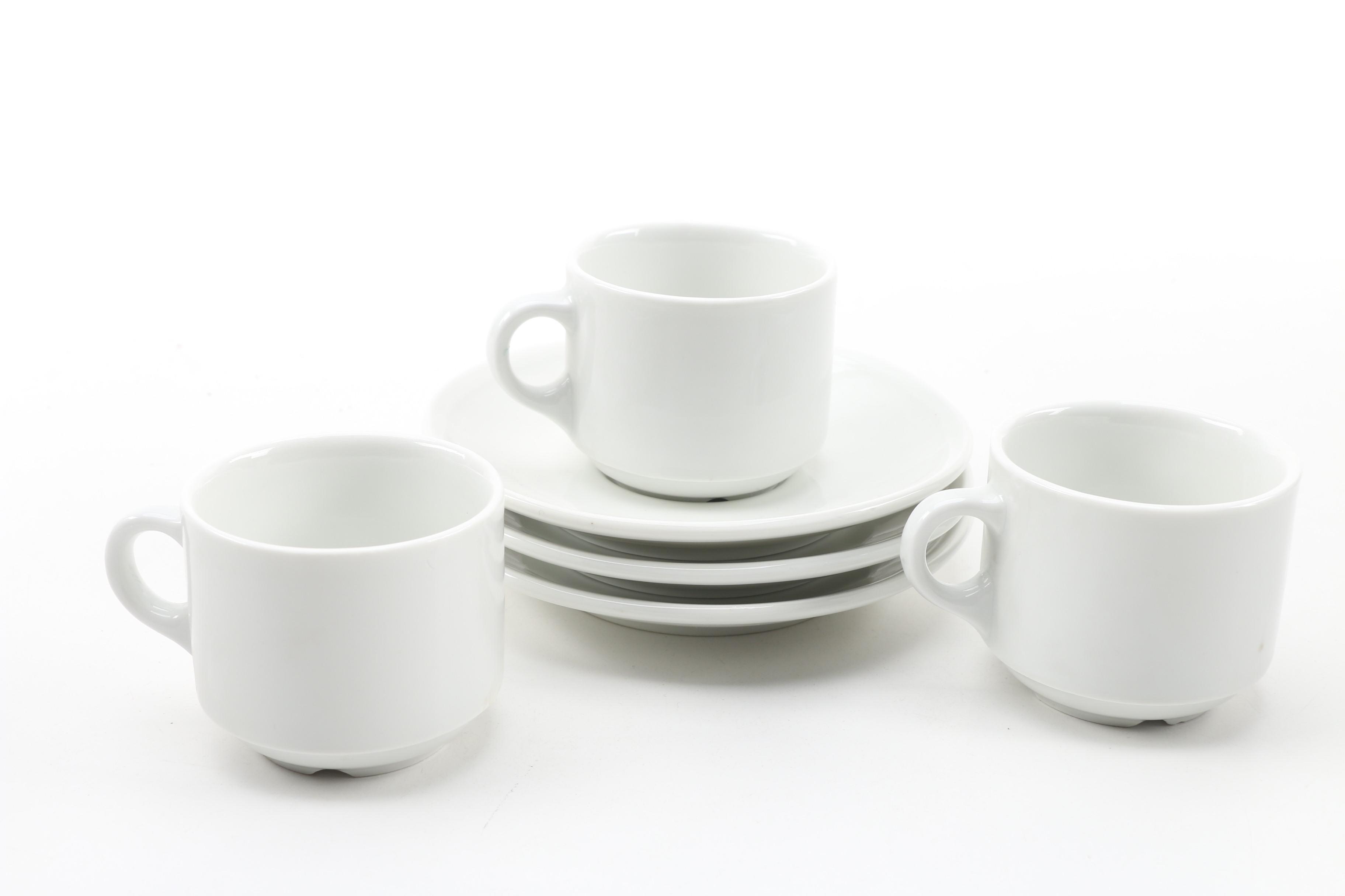 Pillivuyt French Espresso Cups and Saucers with Mugs