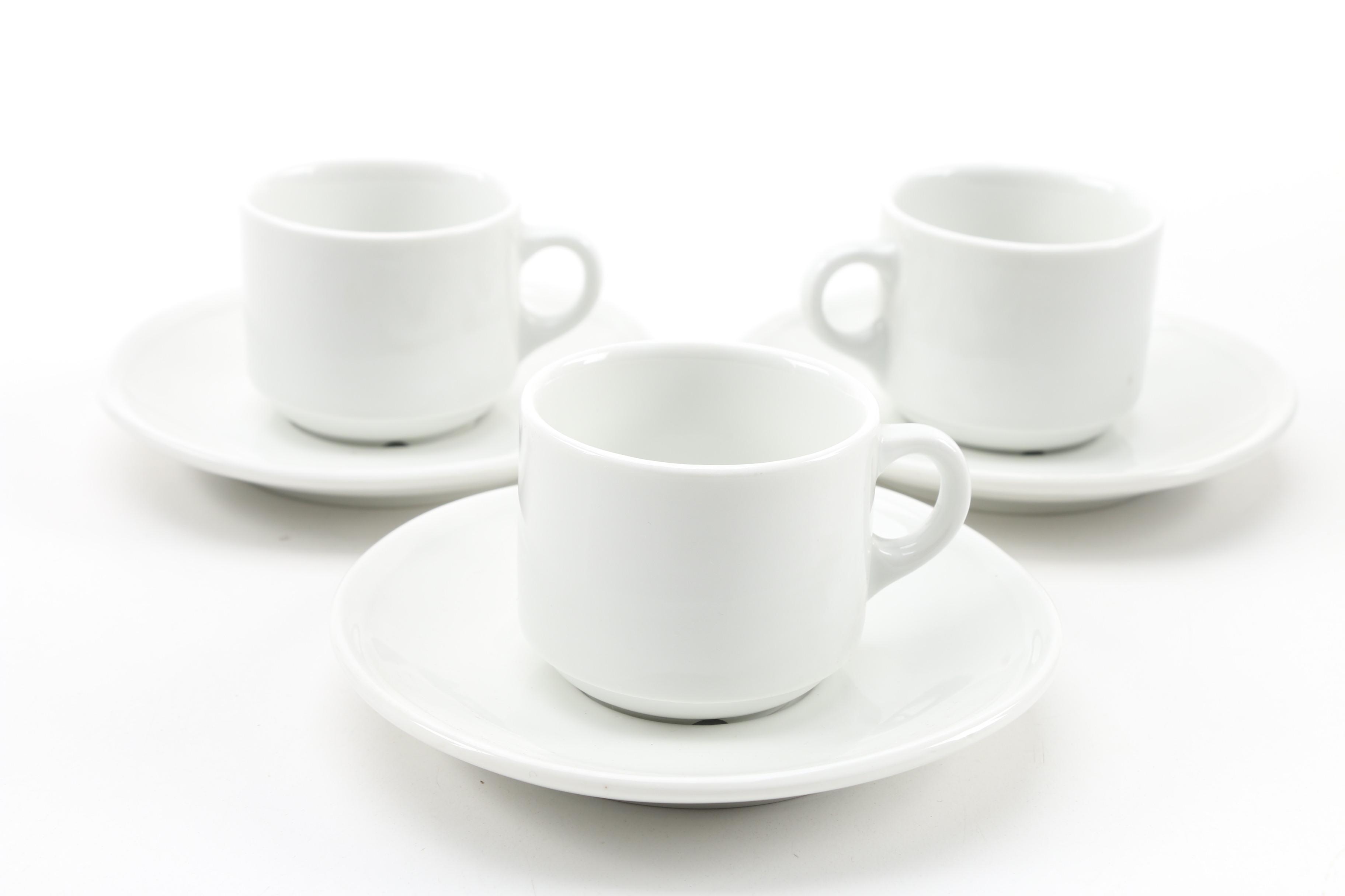 Pillivuyt French Espresso Cups and Saucers with Mugs