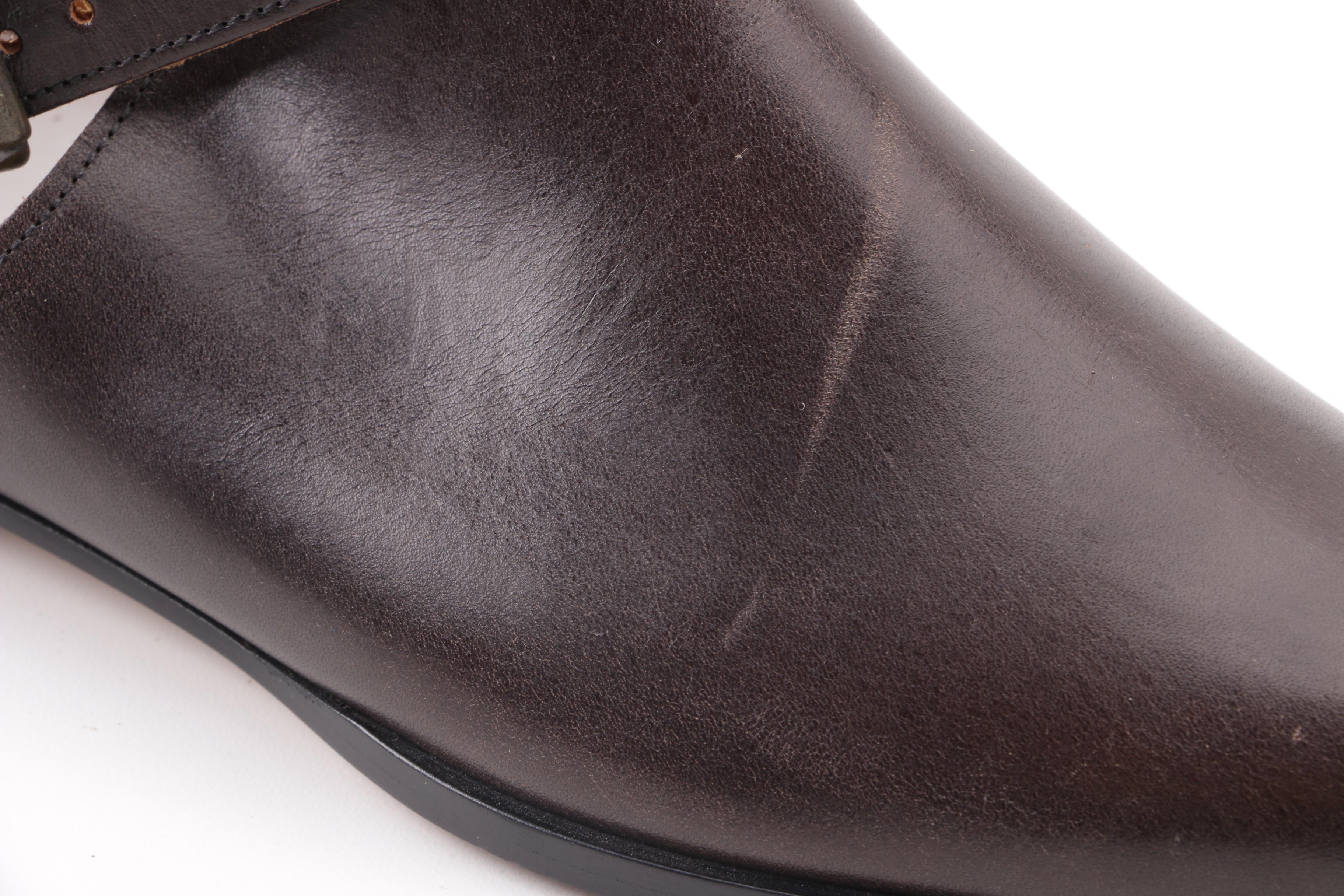 Women's Maison Martin Margiela MM22 Brown Leather Buckle Strap Pointed Toe Shoes