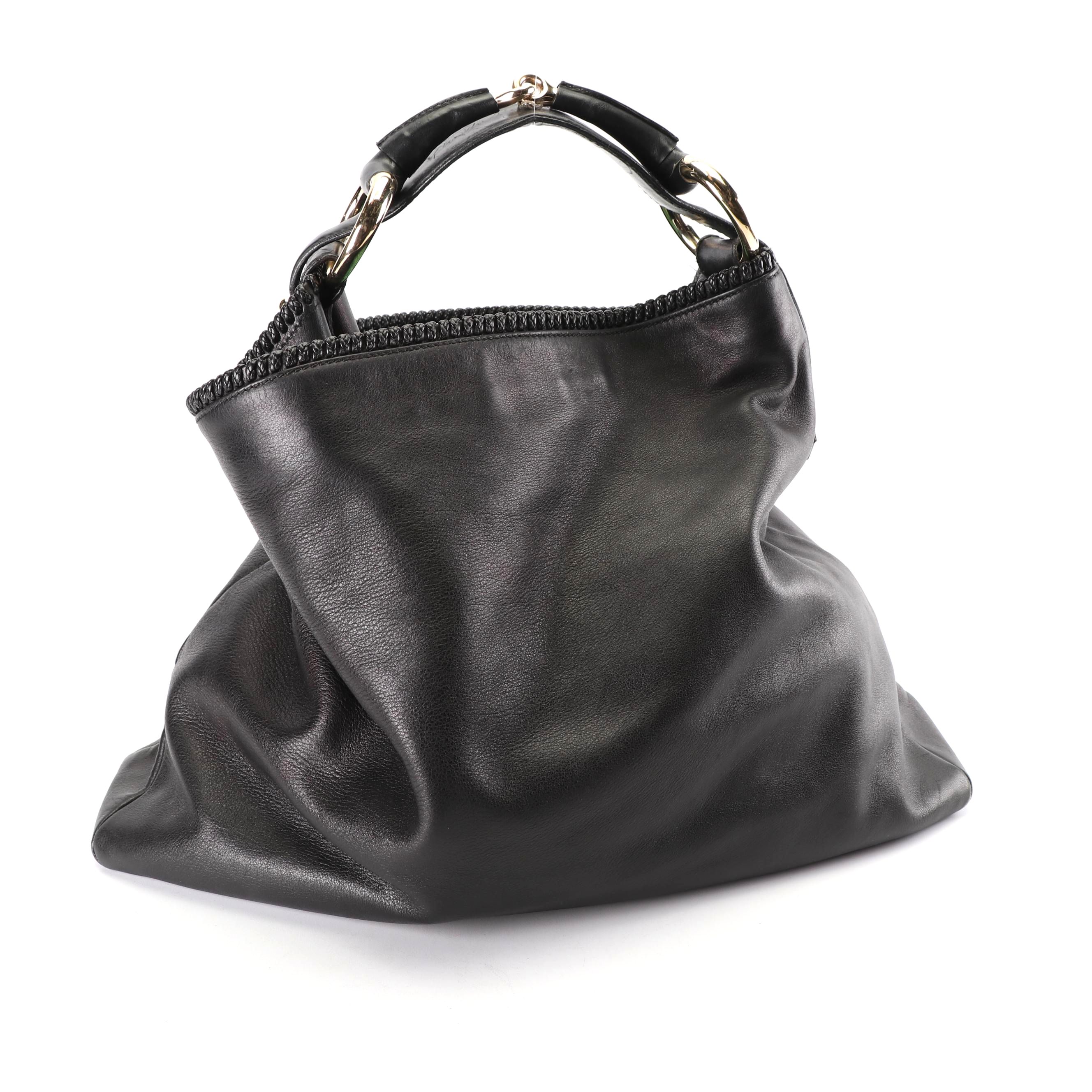 Gucci Black Leather Hobo Bag