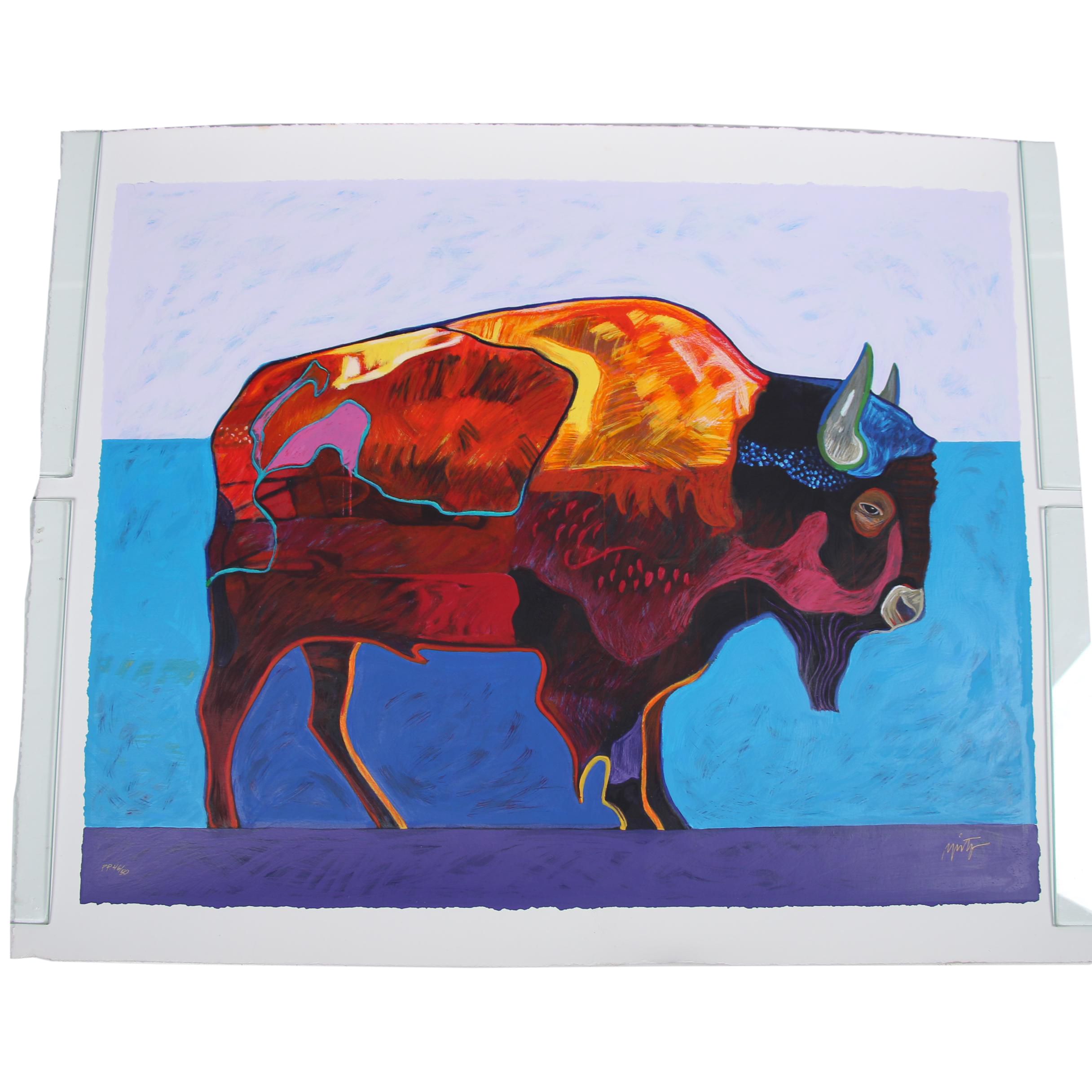 John Nieto Serigraph "Buffalo at Sunset"