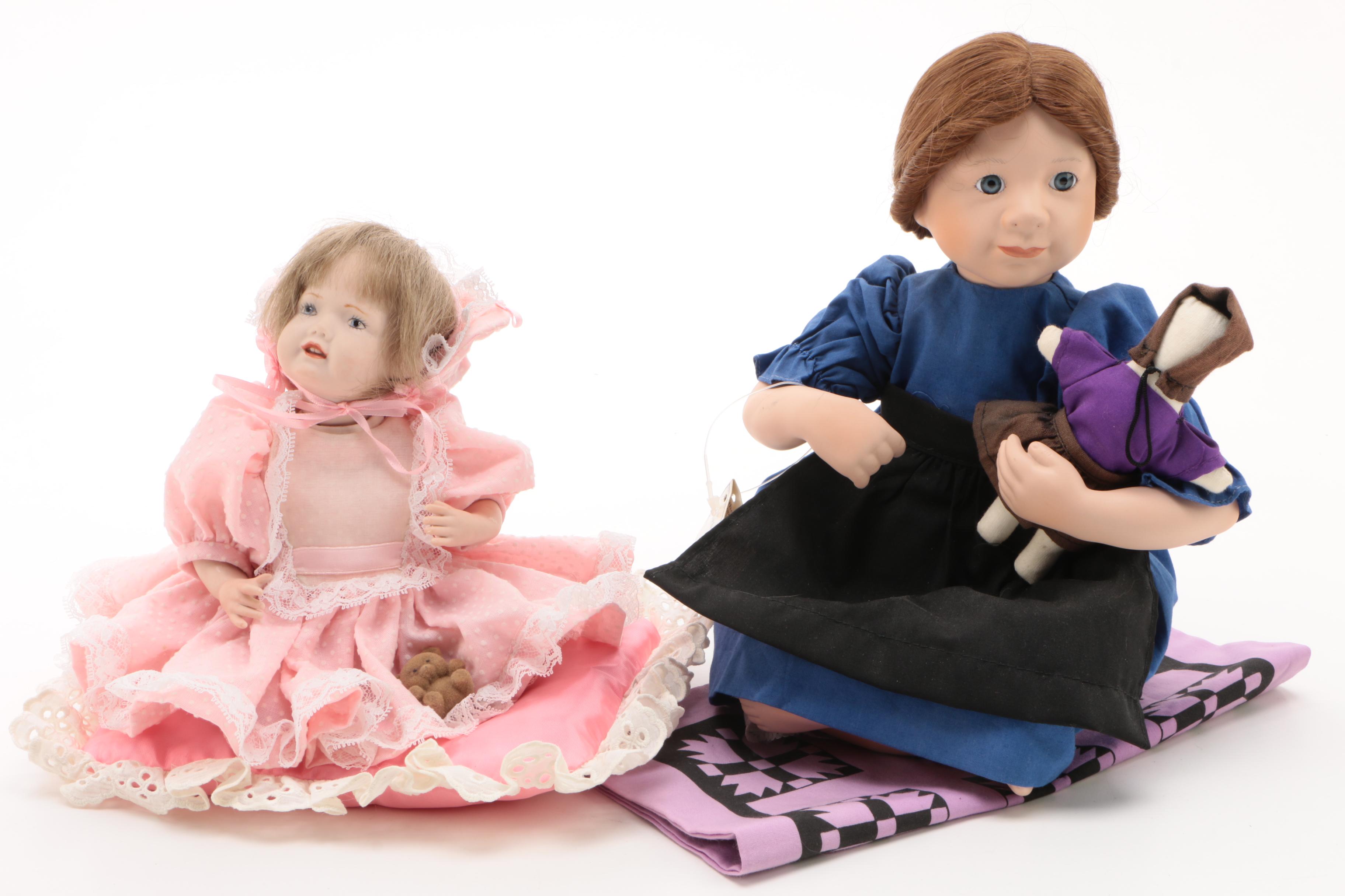 Kathy Hippensteel "Tickles" and Julie Good-Kruger "Rebeccah" Porcelain Dolls