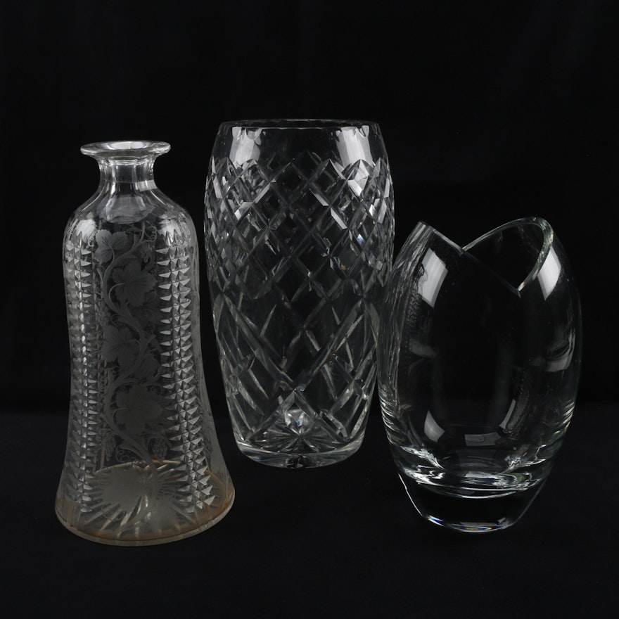 Pressed, Cut and Etched Glass Vases