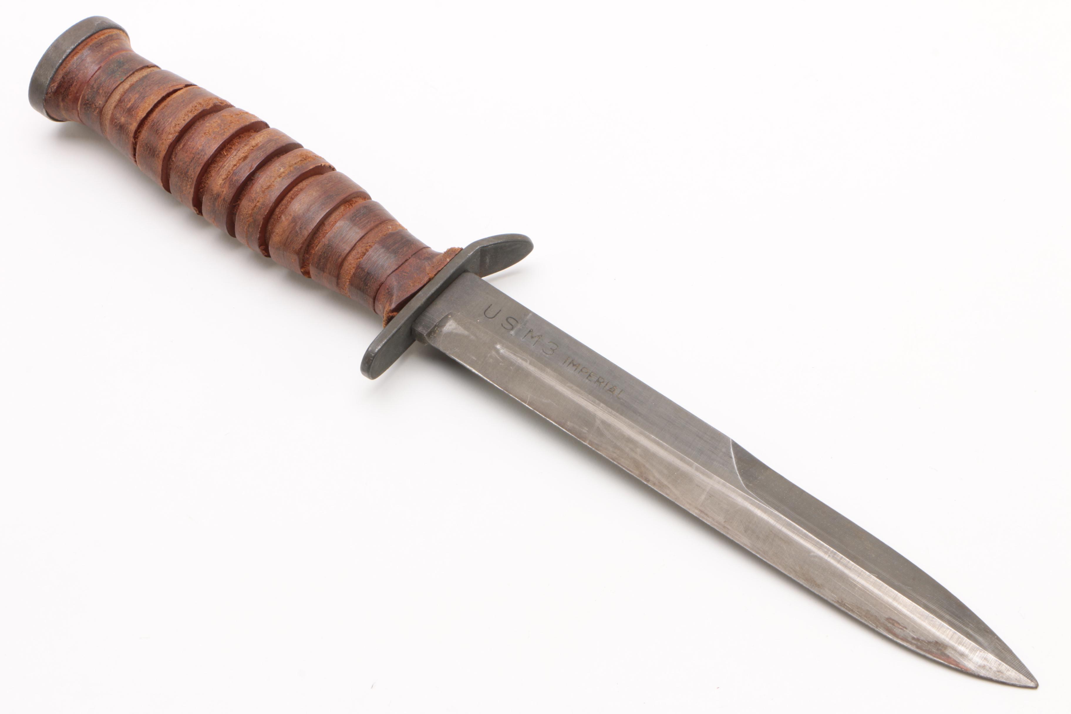 Imperial Knife Co. M3 Trench Knife and Silver Plate Knife with Sheaths