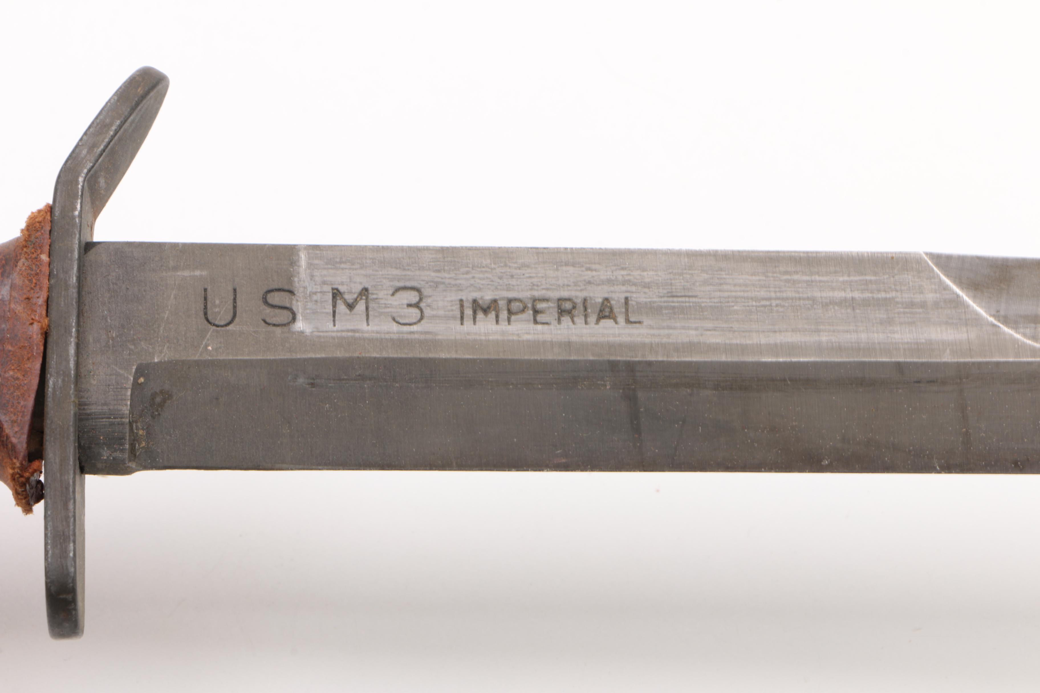 Imperial Knife Co. M3 Trench Knife and Silver Plate Knife with Sheaths