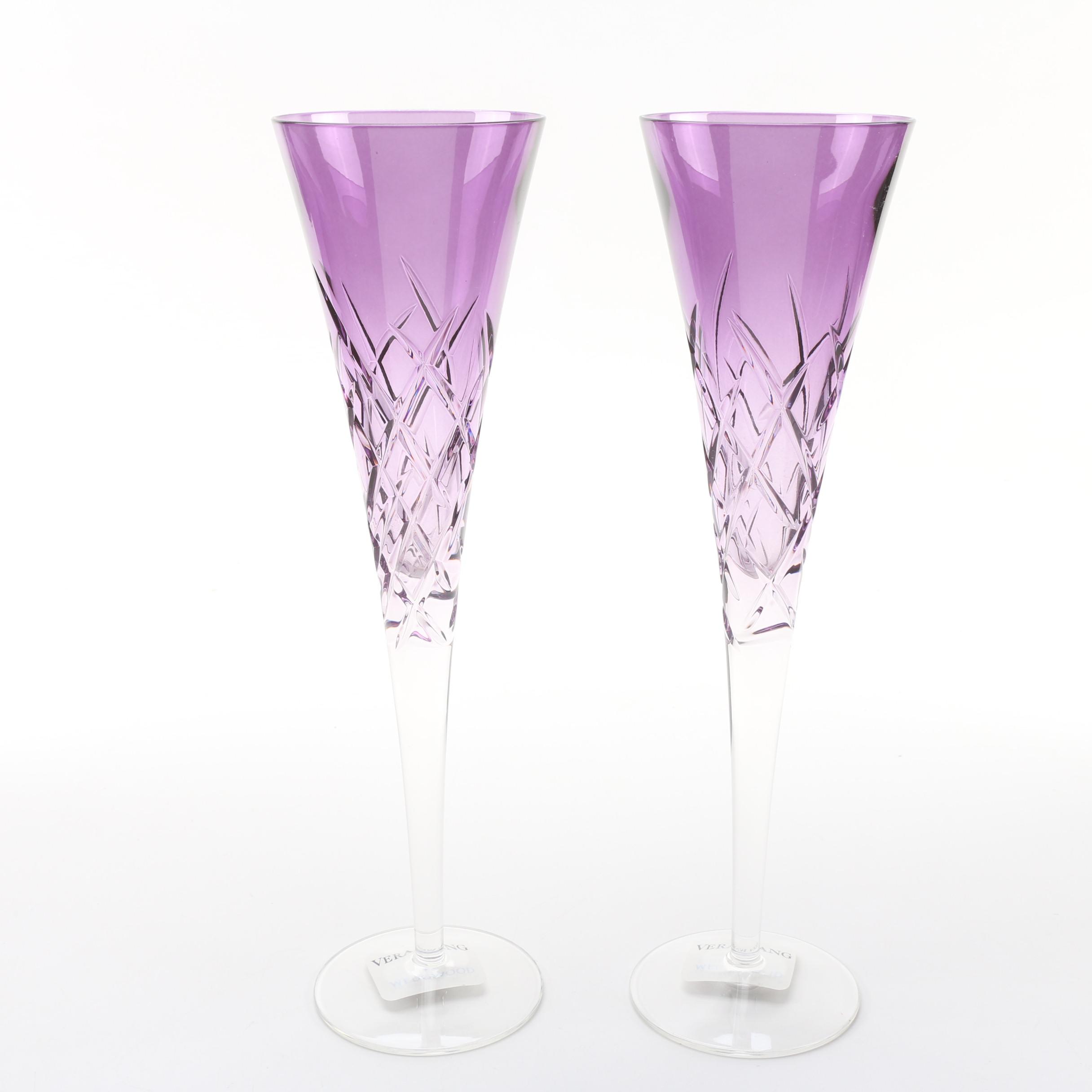 Wedgwood Vera Wang "Duchesse Encore" Colored Crystal Toasting Flutes