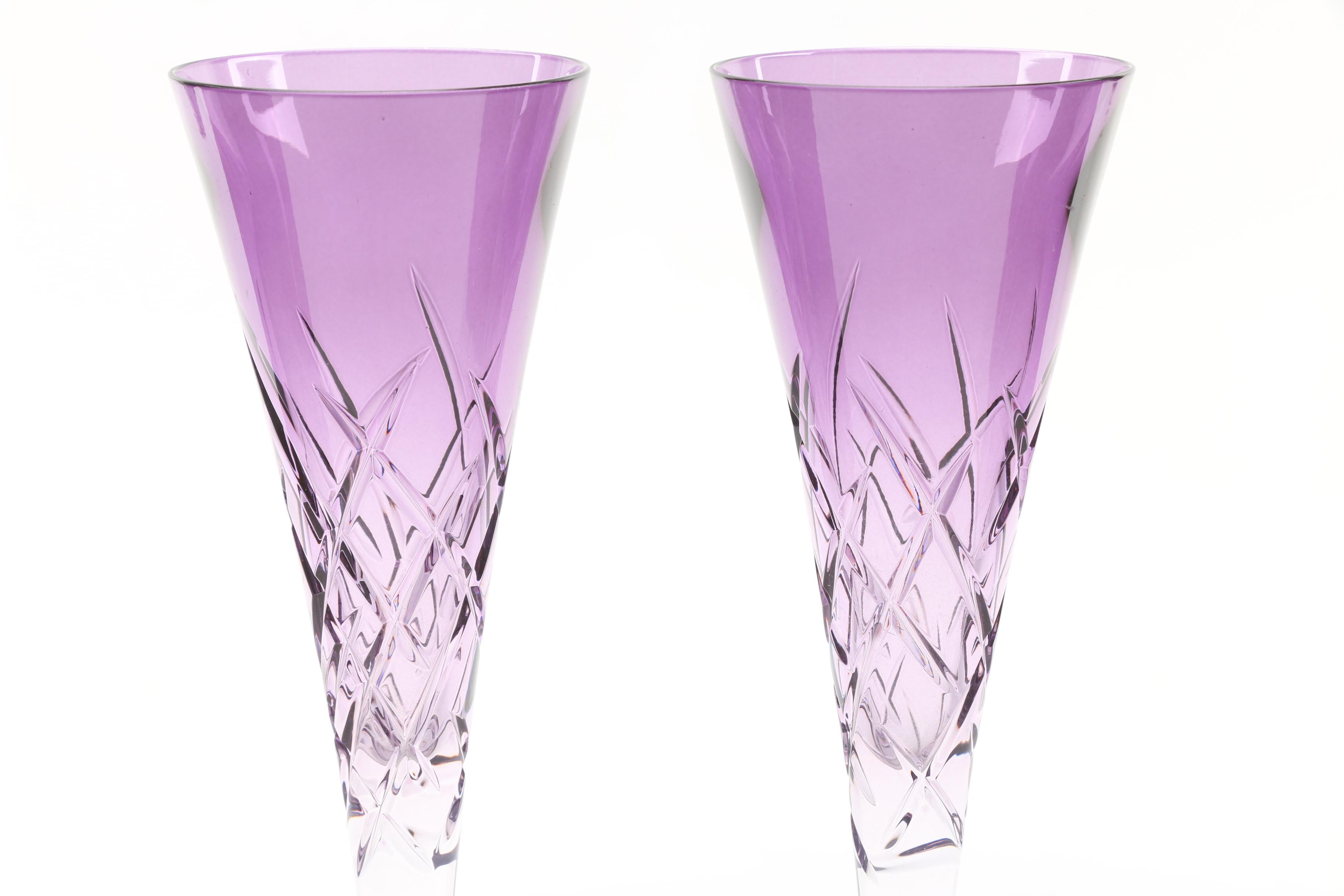 Wedgwood Vera Wang "Duchesse Encore" Colored Crystal Toasting Flutes