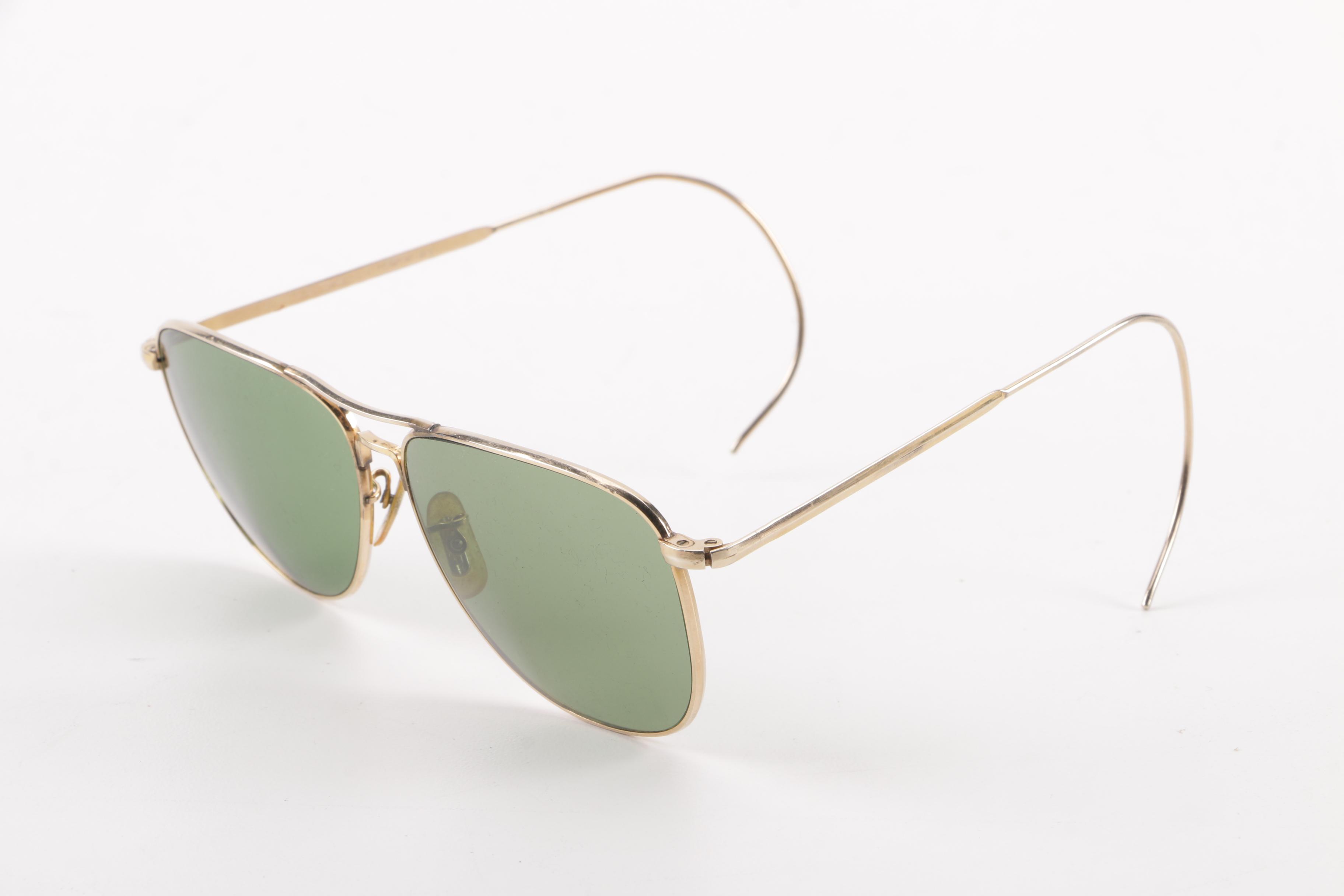 1940s Vintage American Optical Calobar Gold Filled Sunglasses with Original Case