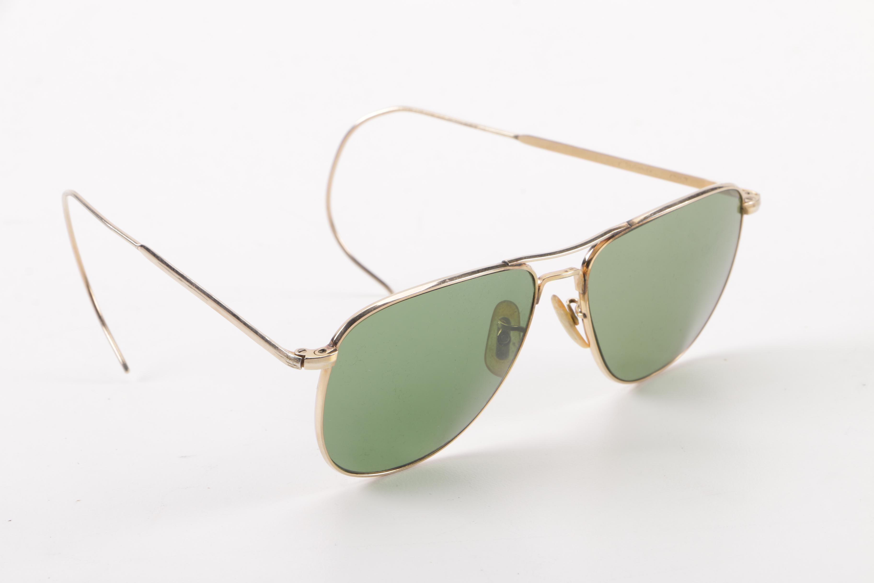 1940s Vintage American Optical Calobar Gold Filled Sunglasses with Original Case