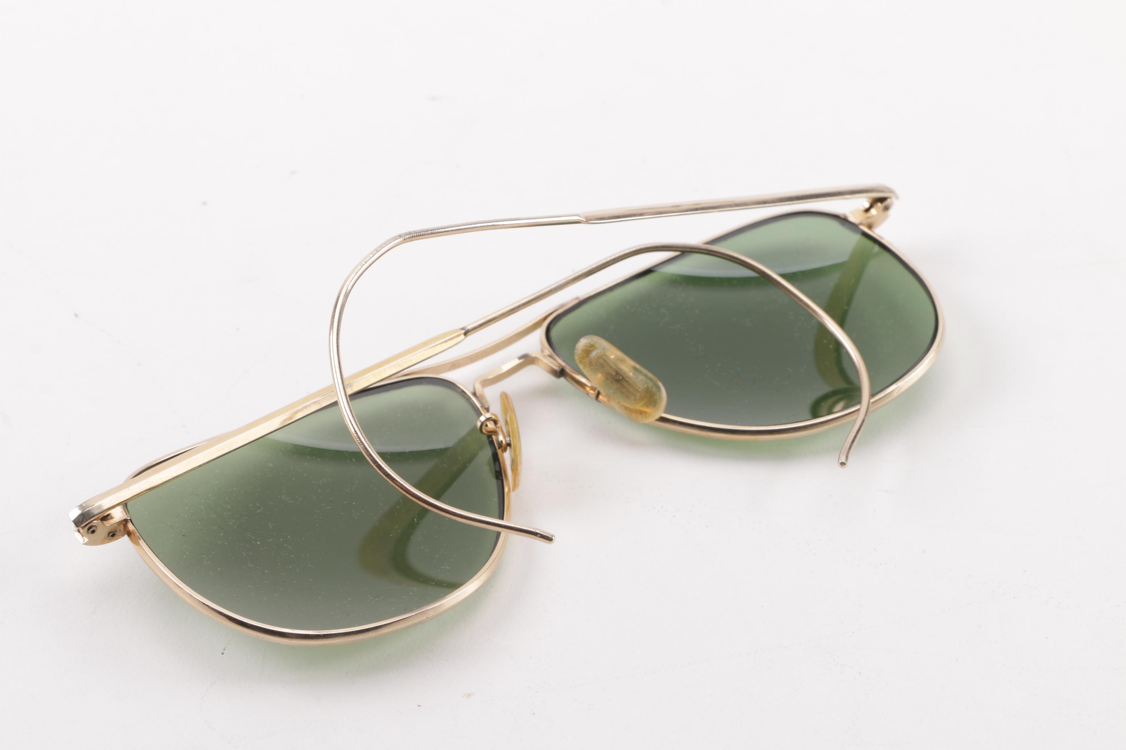 1940s Vintage American Optical Calobar Gold Filled Sunglasses with Original Case
