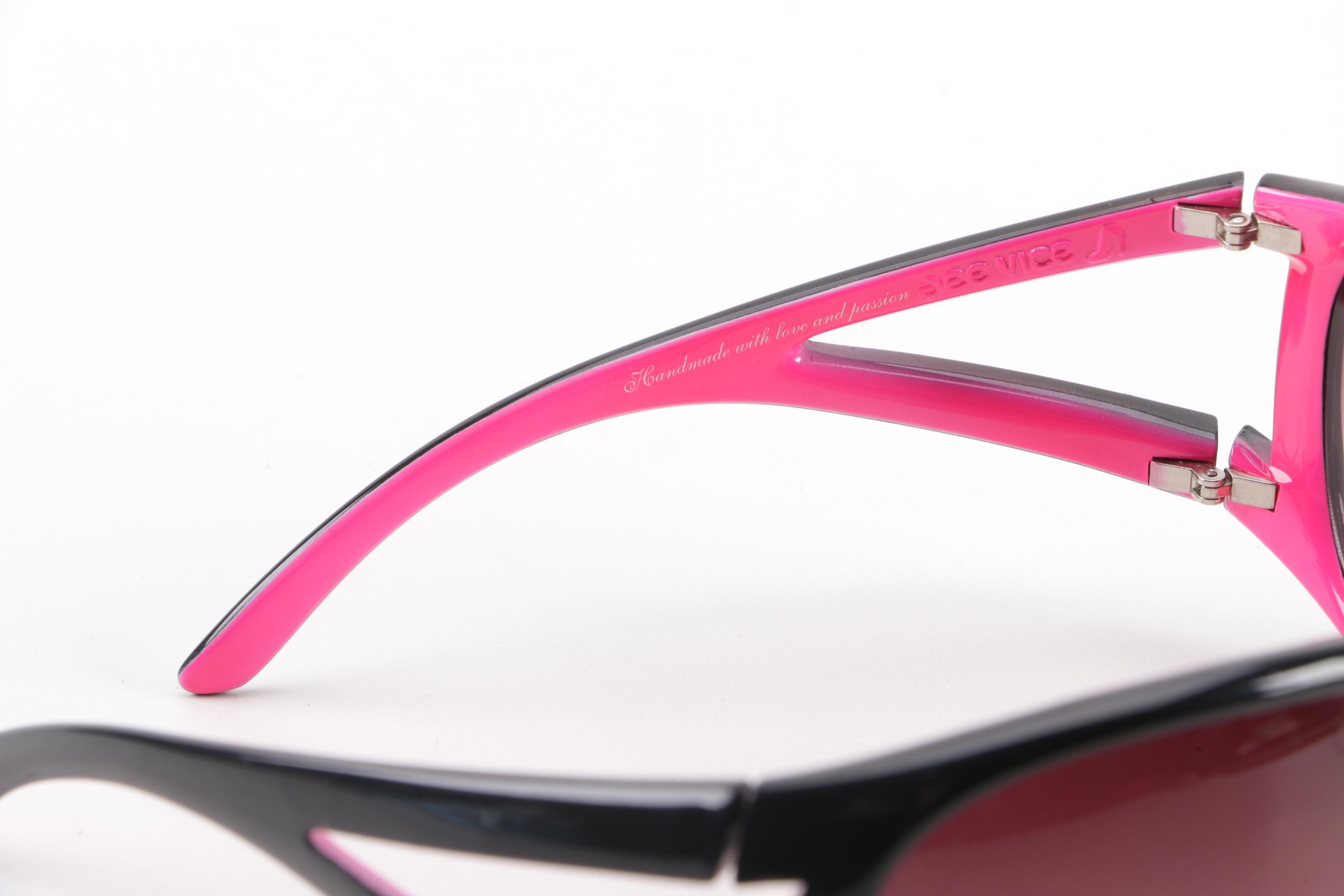 Jee Vice Vamp Black and Hot Pink Shield Sunglasses, Made in Italy