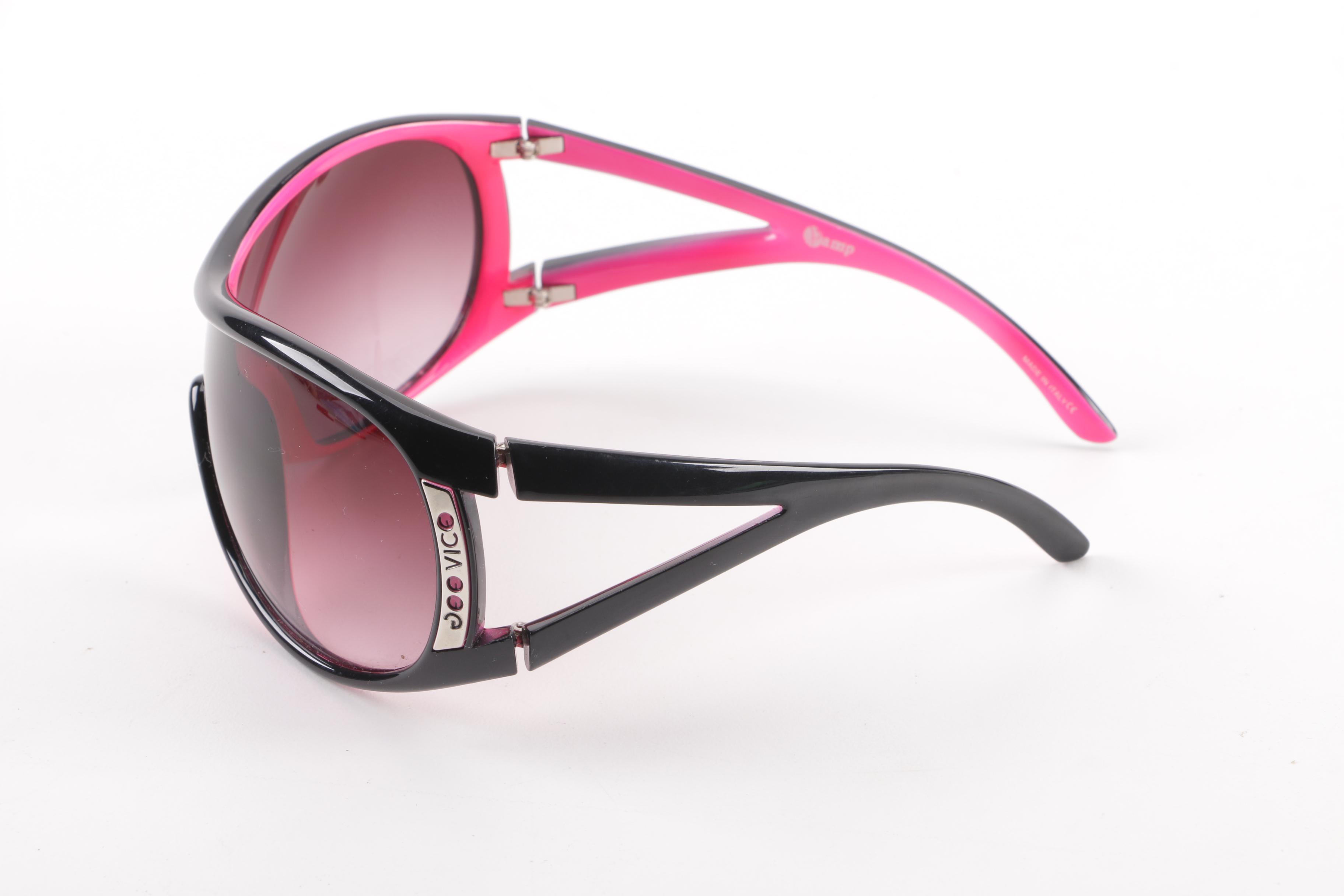 Jee Vice Vamp Black and Hot Pink Shield Sunglasses, Made in Italy