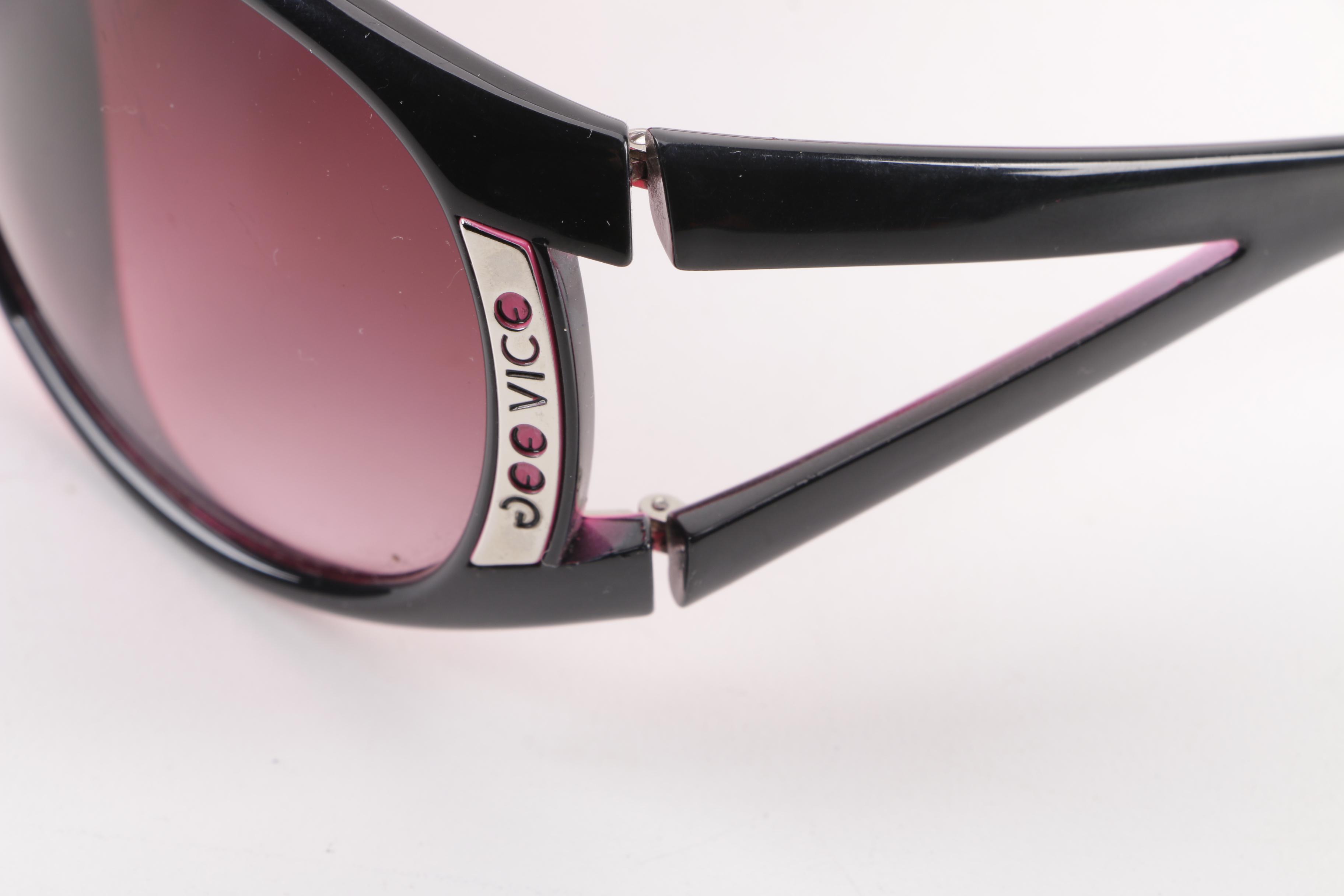 Jee Vice Vamp Black and Hot Pink Shield Sunglasses, Made in Italy