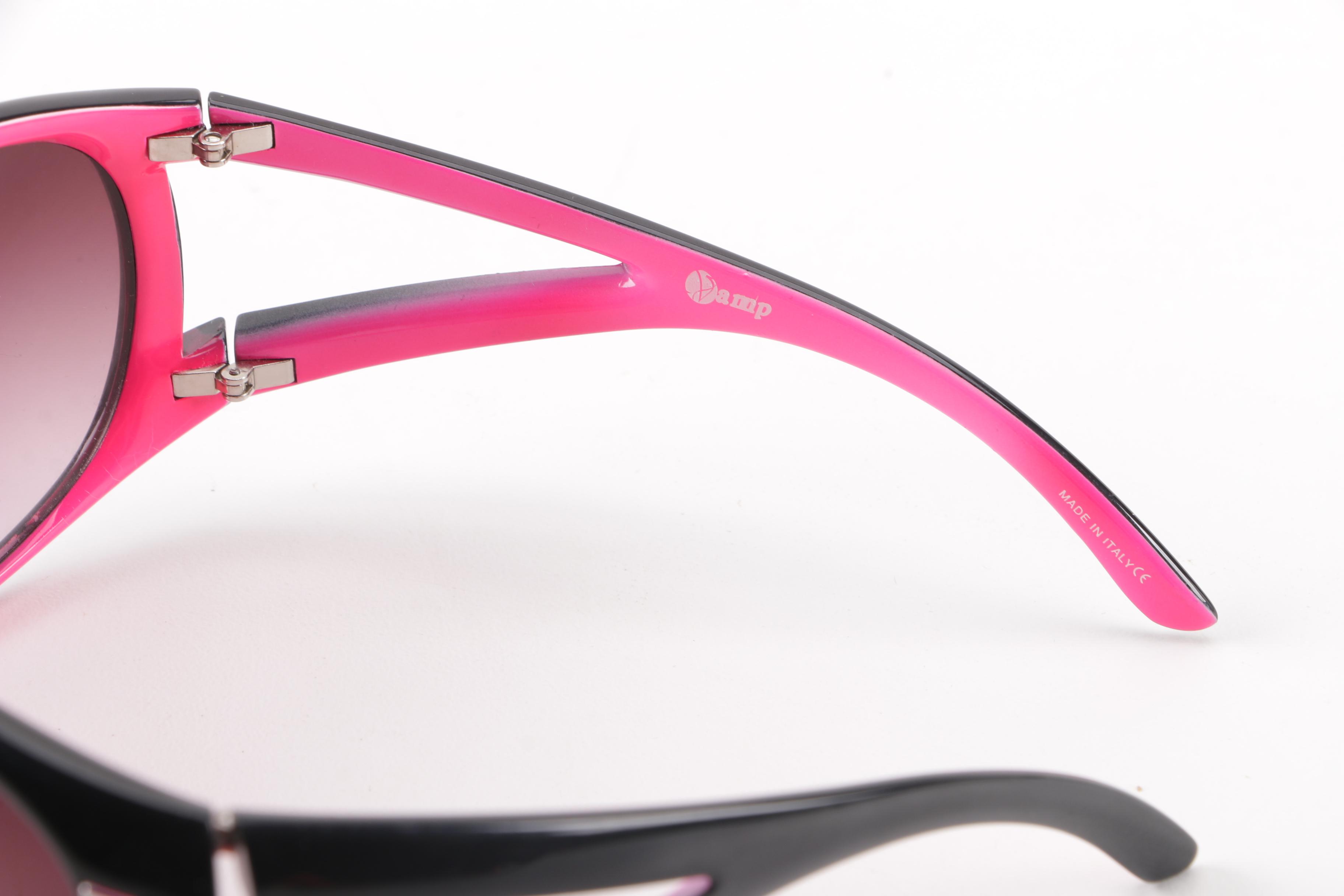 Jee Vice Vamp Black and Hot Pink Shield Sunglasses, Made in Italy