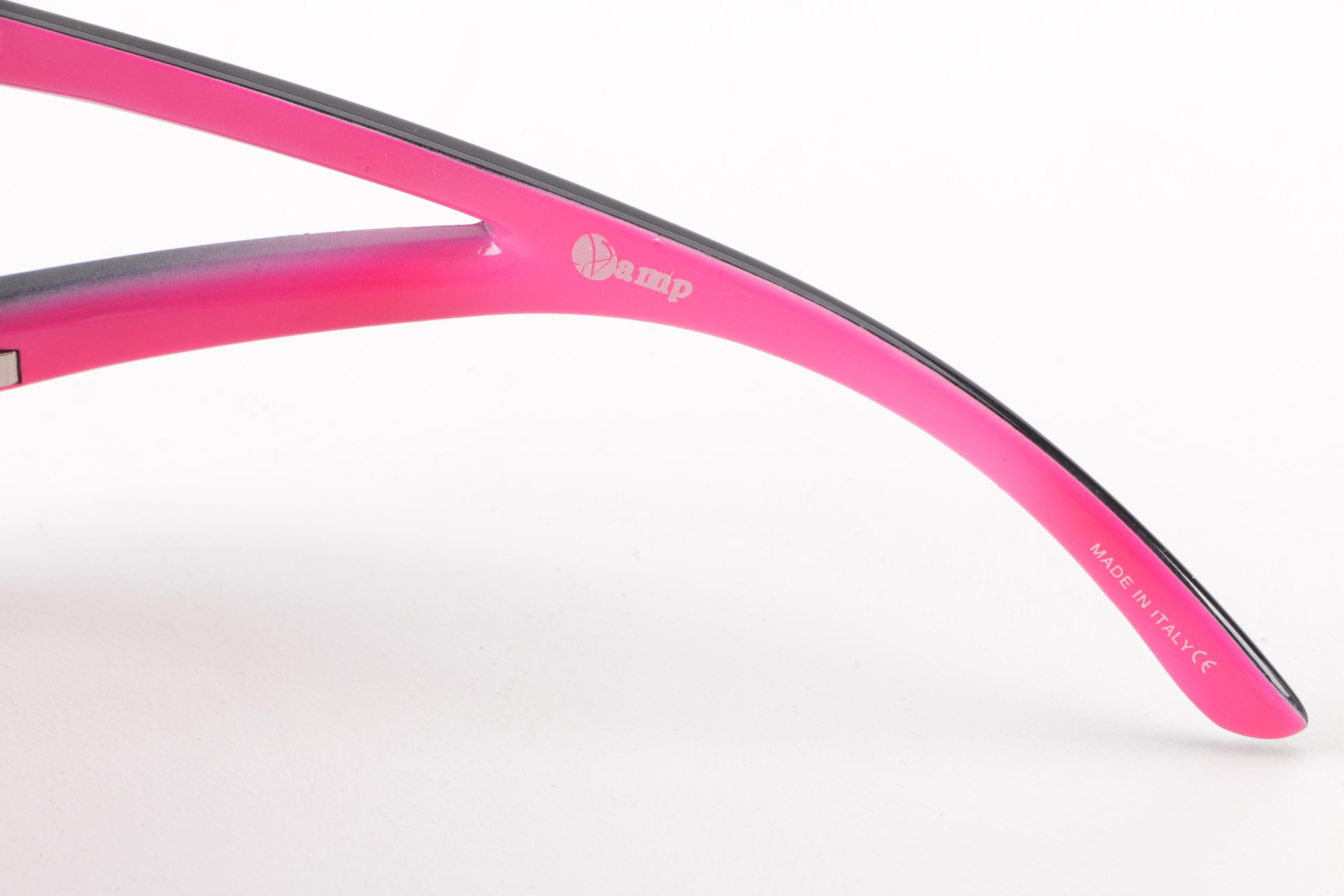 Jee Vice Vamp Black and Hot Pink Shield Sunglasses, Made in Italy