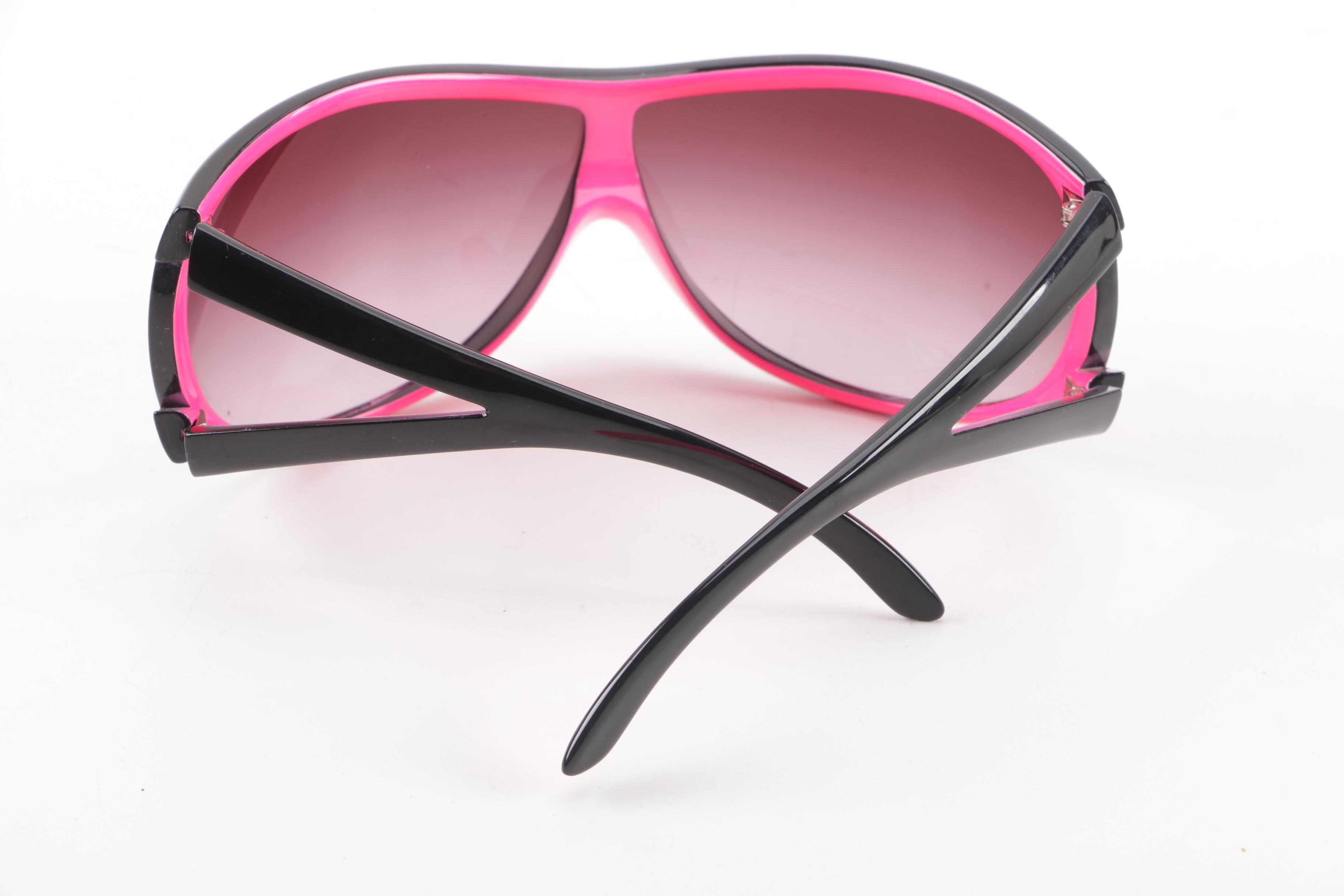 Jee Vice Vamp Black and Hot Pink Shield Sunglasses, Made in Italy