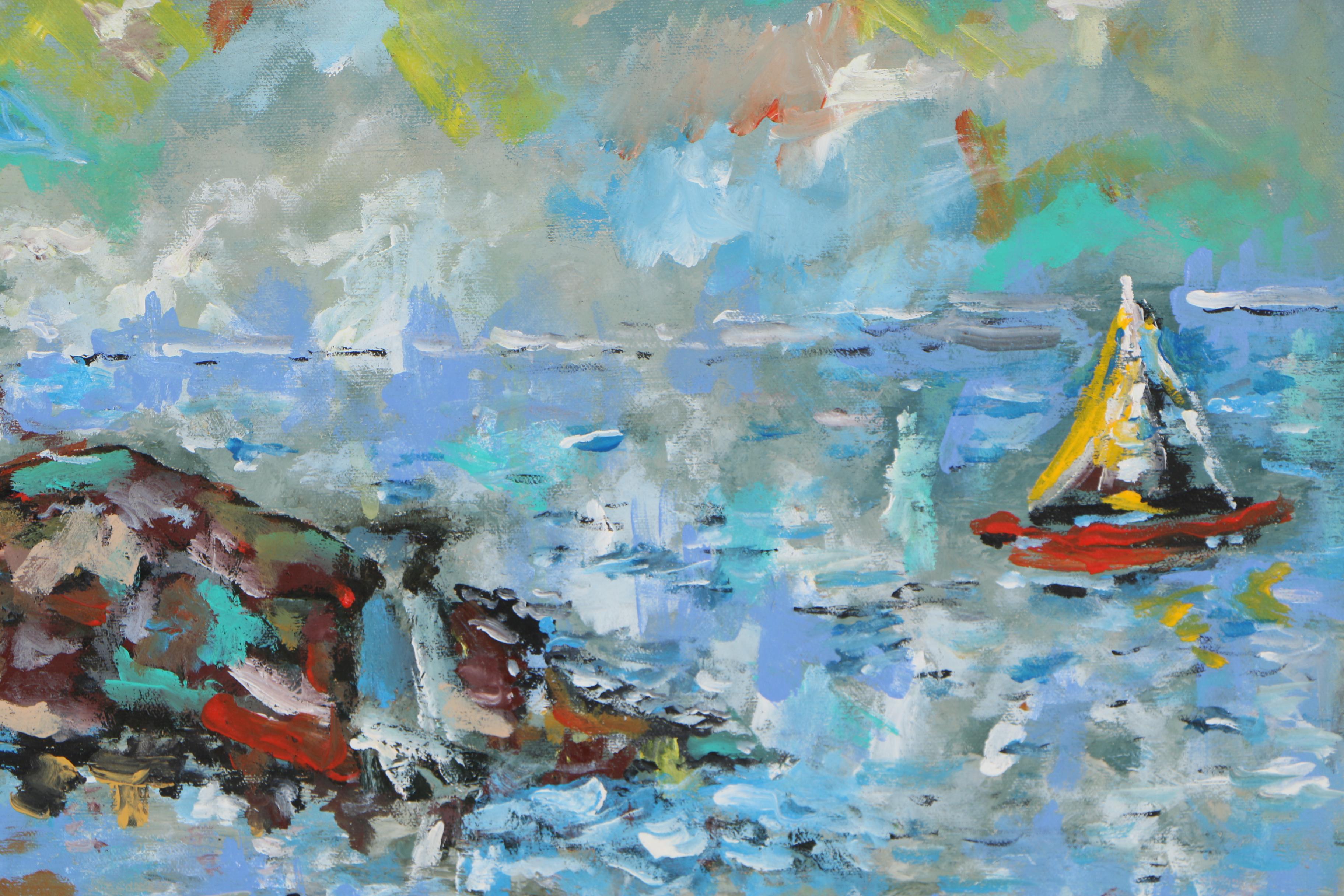 R. Monti Seascape Oil Painting