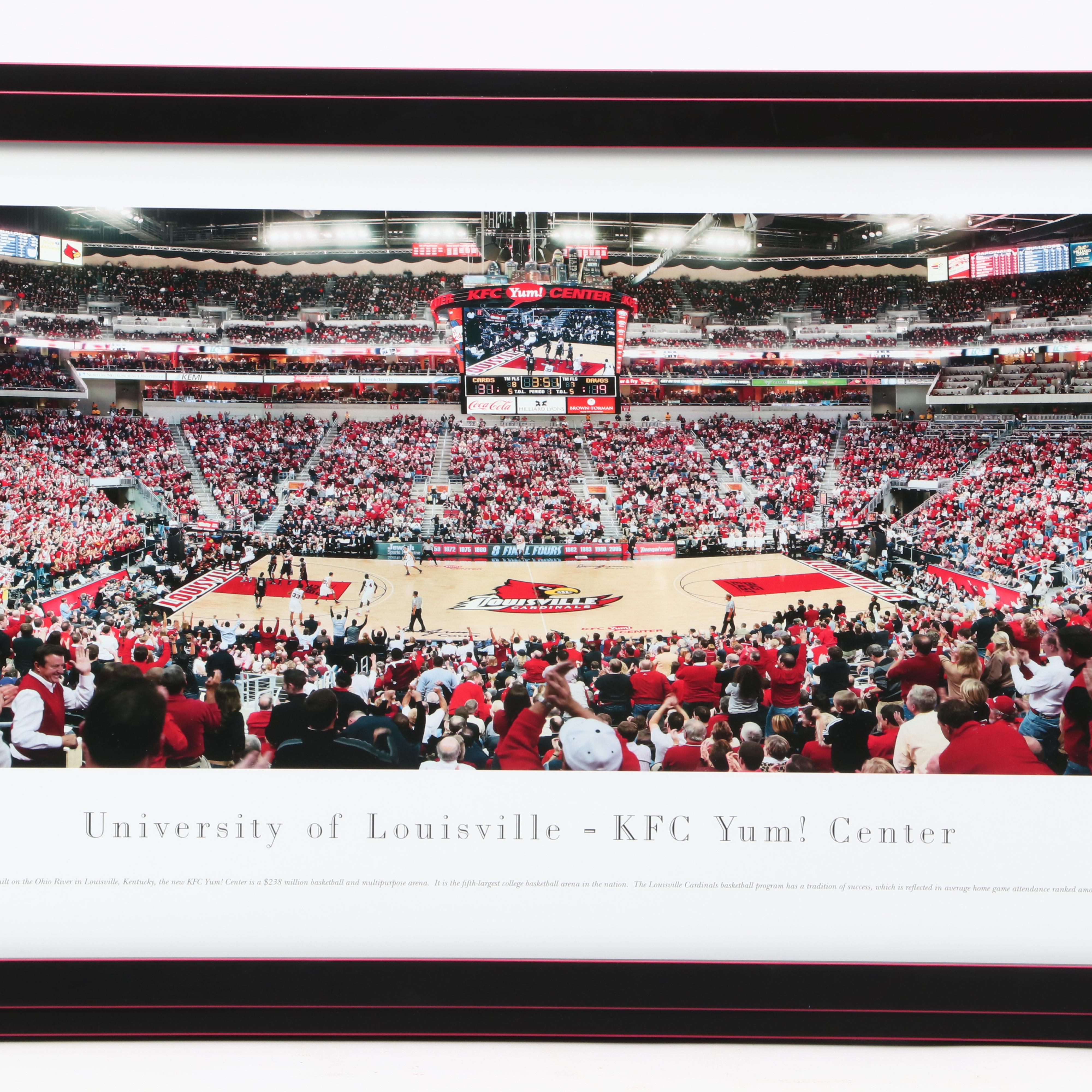 Large University of Louisville Cardinals- KFC Yum Center Framed Photograph