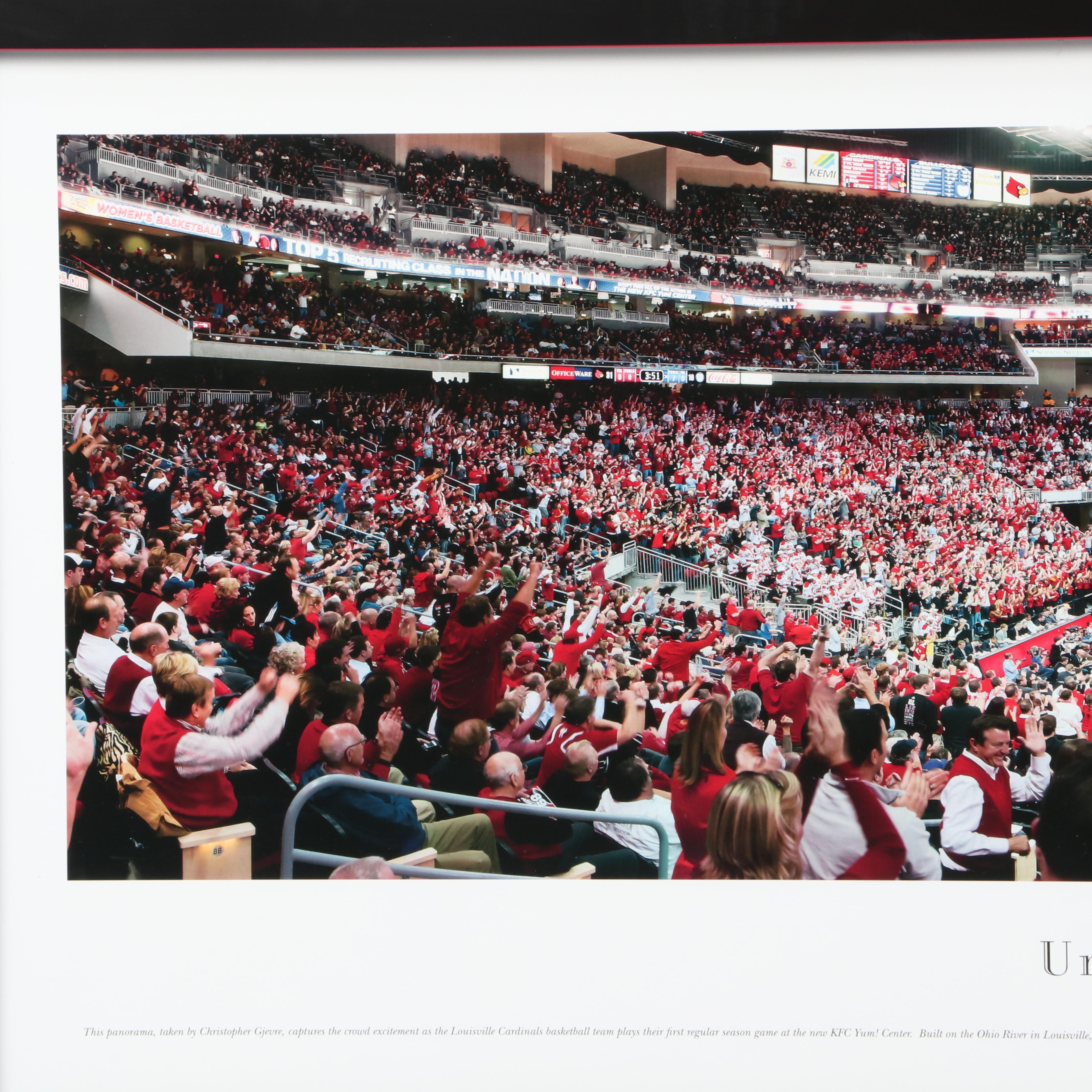 Large University of Louisville Cardinals- KFC Yum Center Framed Photograph
