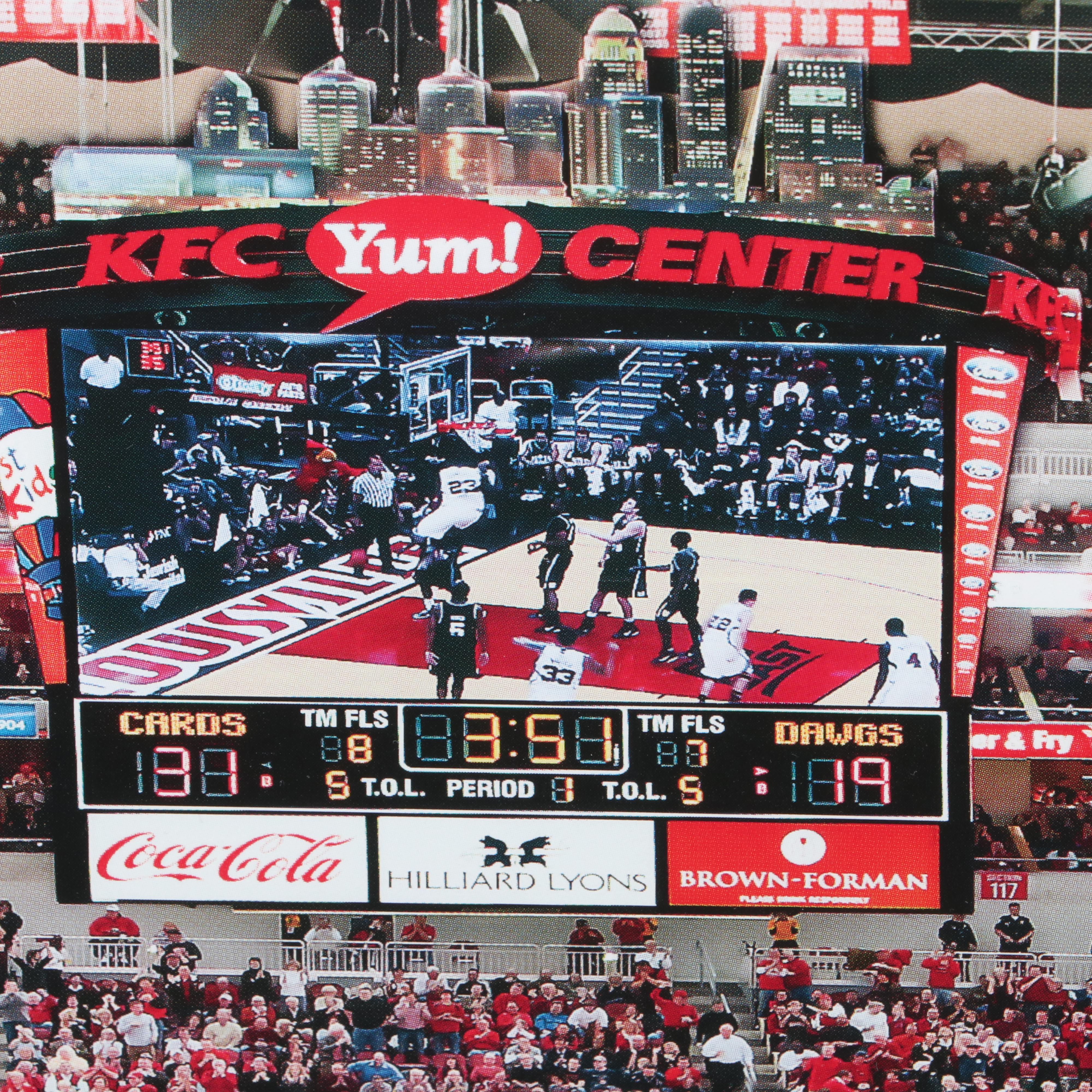 Large University of Louisville Cardinals- KFC Yum Center Framed Photograph