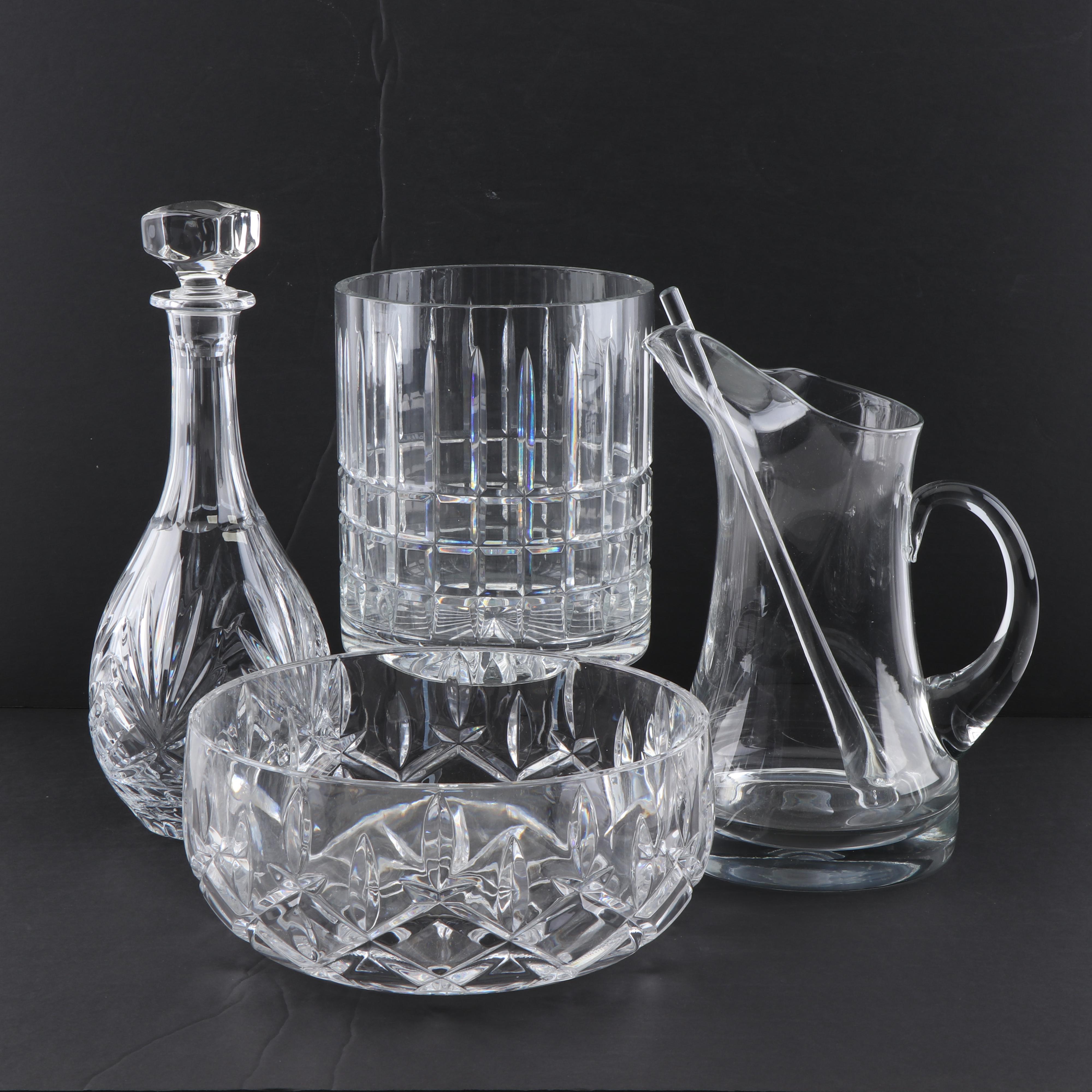 Crystal Barware Including Ceska Champagne Bucket and Rogaska Decanter