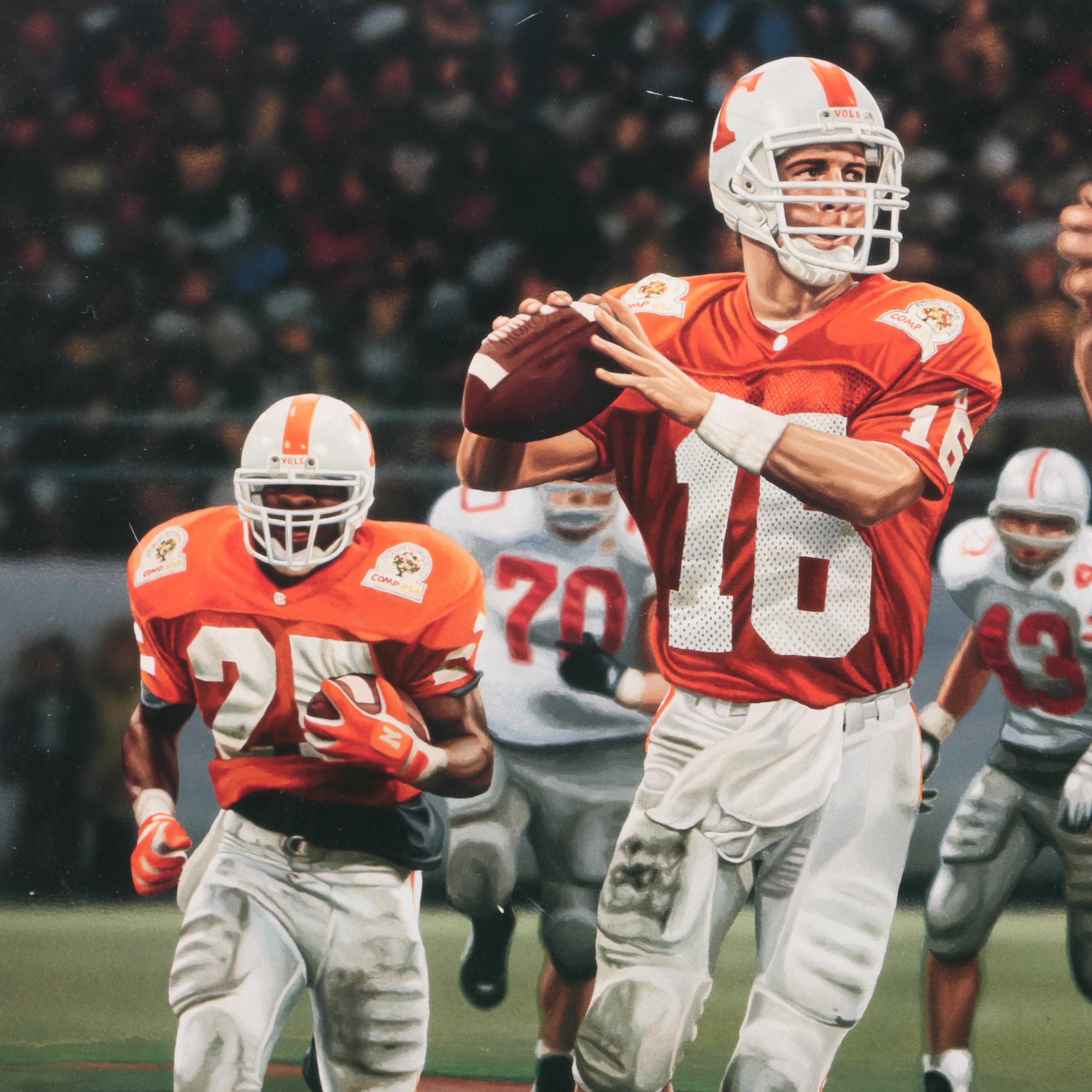 Tennessee Football Phillip Fulmer Signed Numbered Print Featuring Peyton Manning