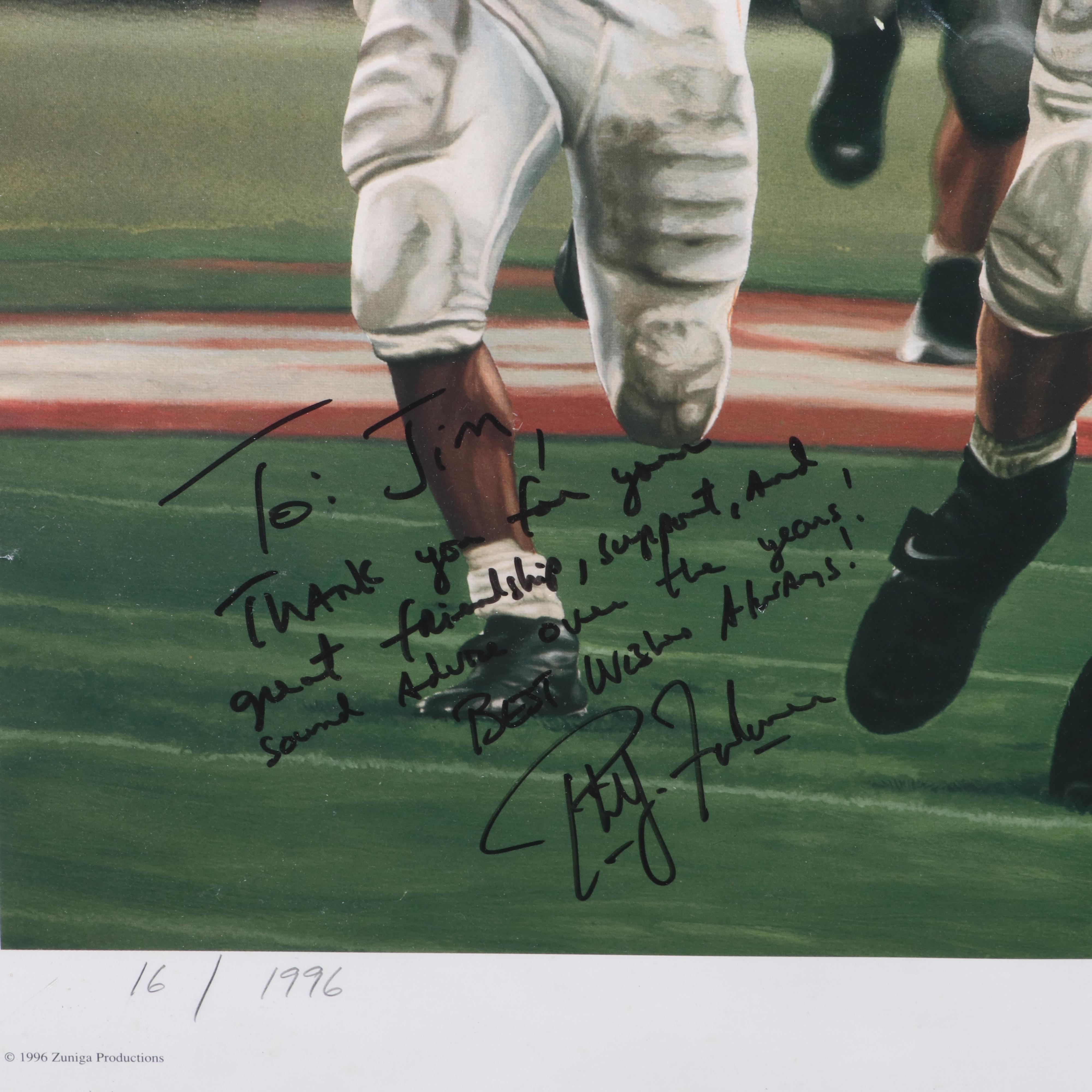 Tennessee Football Phillip Fulmer Signed Numbered Print Featuring Peyton Manning